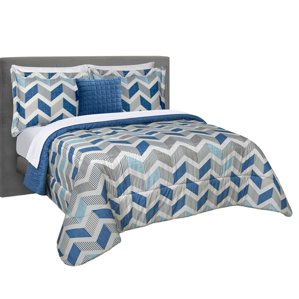 Edredón Con Sábanas Matrimonial Con Fundas Decorativas Azul Dos Vistas Soria