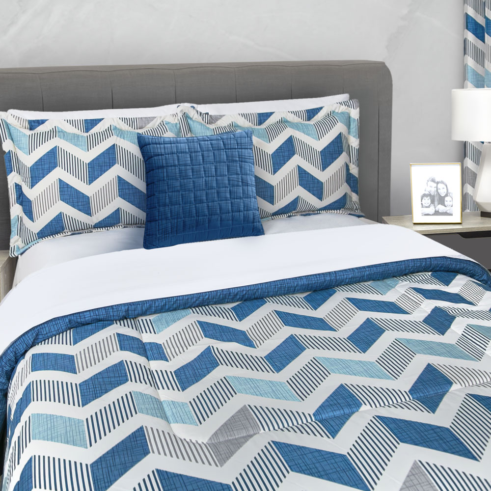 Foto 5 | Edredón Con Sábanas King Size Con Fundas Decorativas Azul Dos Vistas Soria