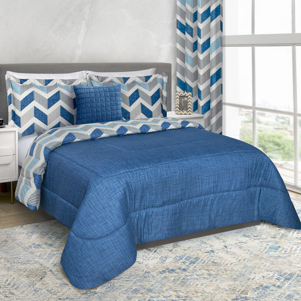 Foto 6 | Edredón Con Sábanas King Size Con Fundas Decorativas Azul Dos Vistas Soria