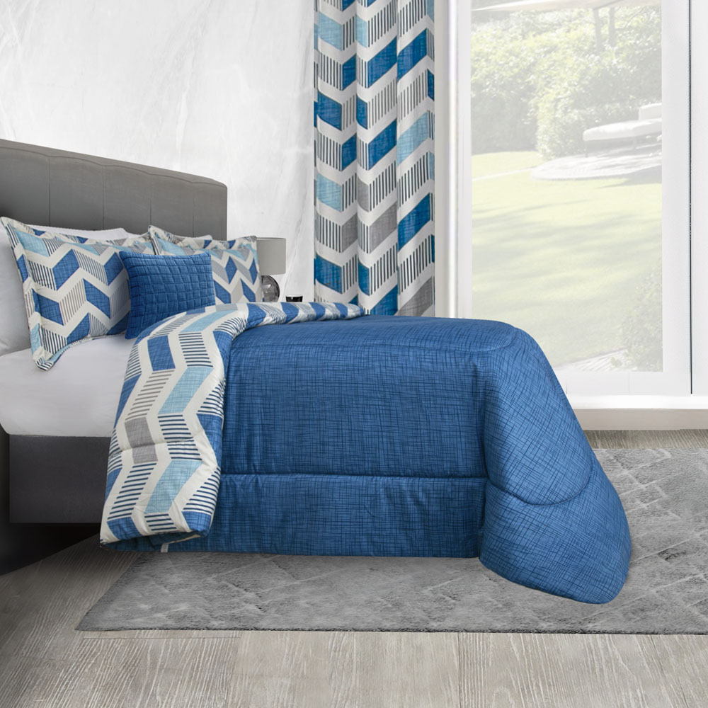Foto 7 | Edredón Con Sábanas King Size Con Fundas Decorativas Azul Dos Vistas Soria