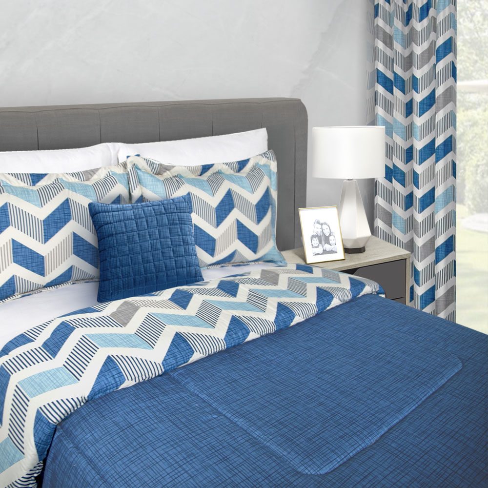 Foto 8 | Edredón Con Sábanas King Size Con Fundas Decorativas Azul Dos Vistas Soria