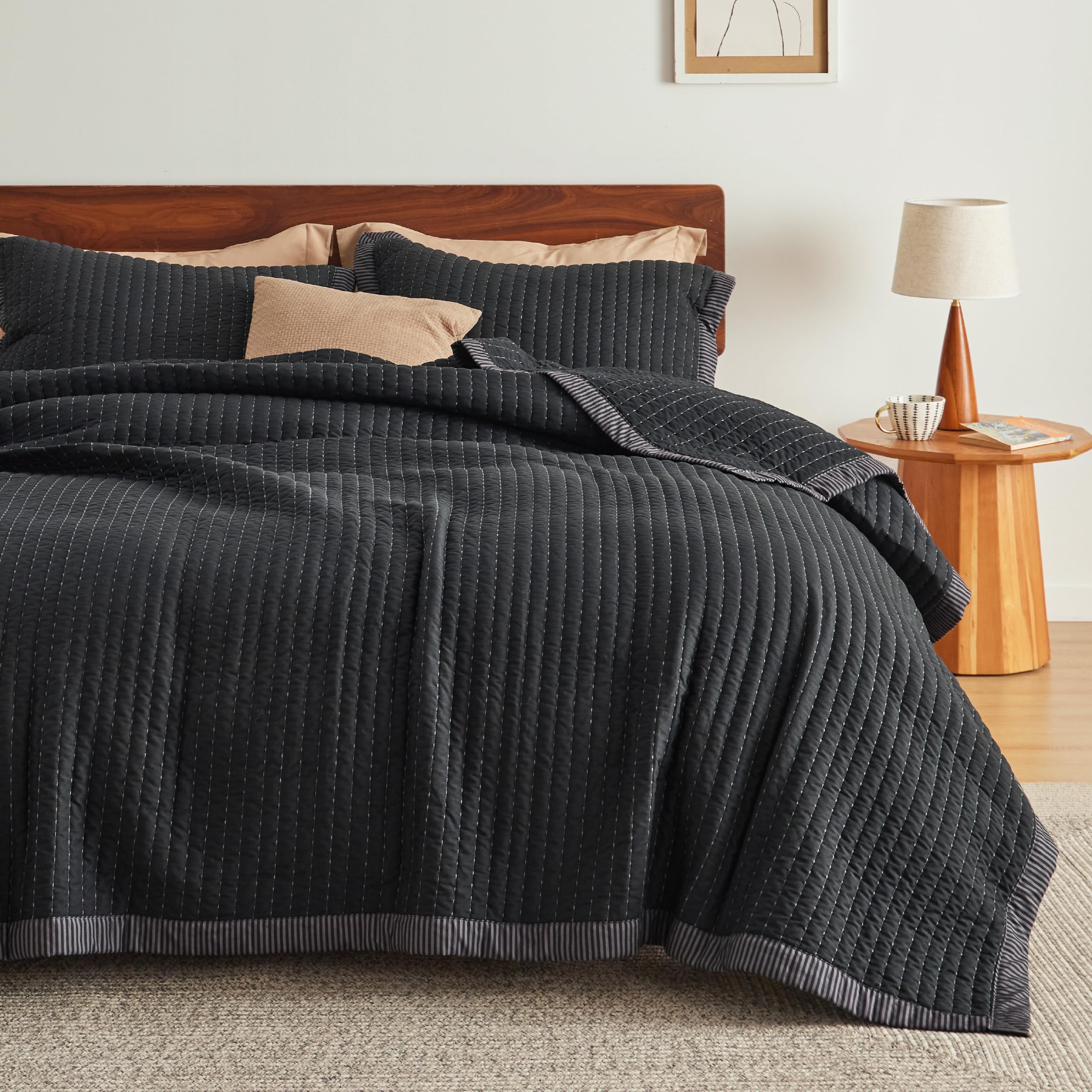 Foto 1 | Juego de Edredón Bedsure Queen Size Negro 3 Piezas - Venta Internacional