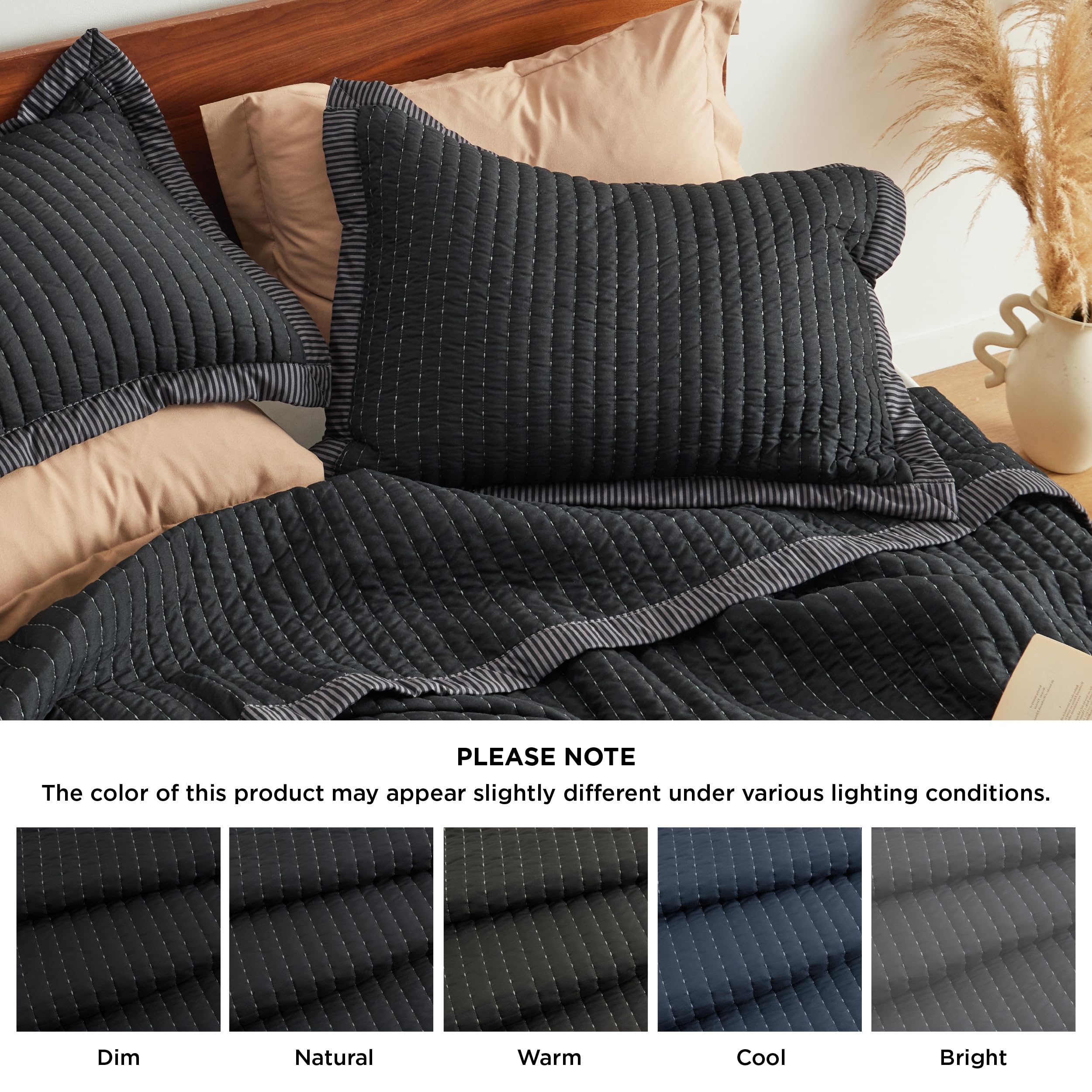 Foto 7 | Juego de Edredón Bedsure Queen Size Negro 3 Piezas - Venta Internacional