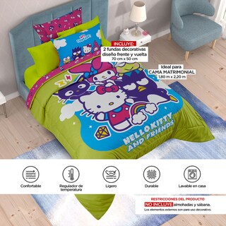 Foto 8 | Set De Edredón Microfibra Matrimonial Hello Kitty Friends