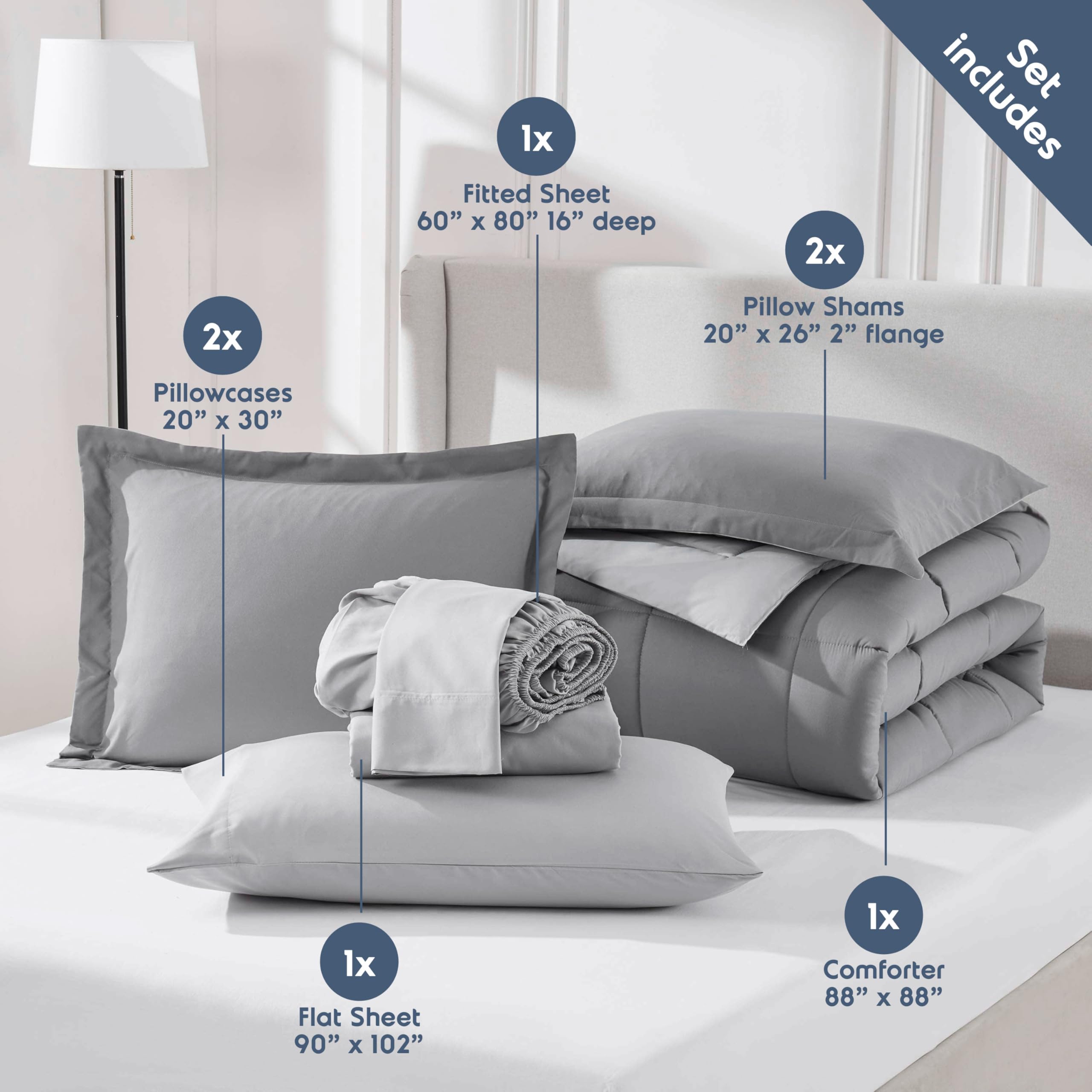 Foto 4 | Edredón Queen Size con Sábanas Nestl Gris 7 Piezas - Venta Internacional