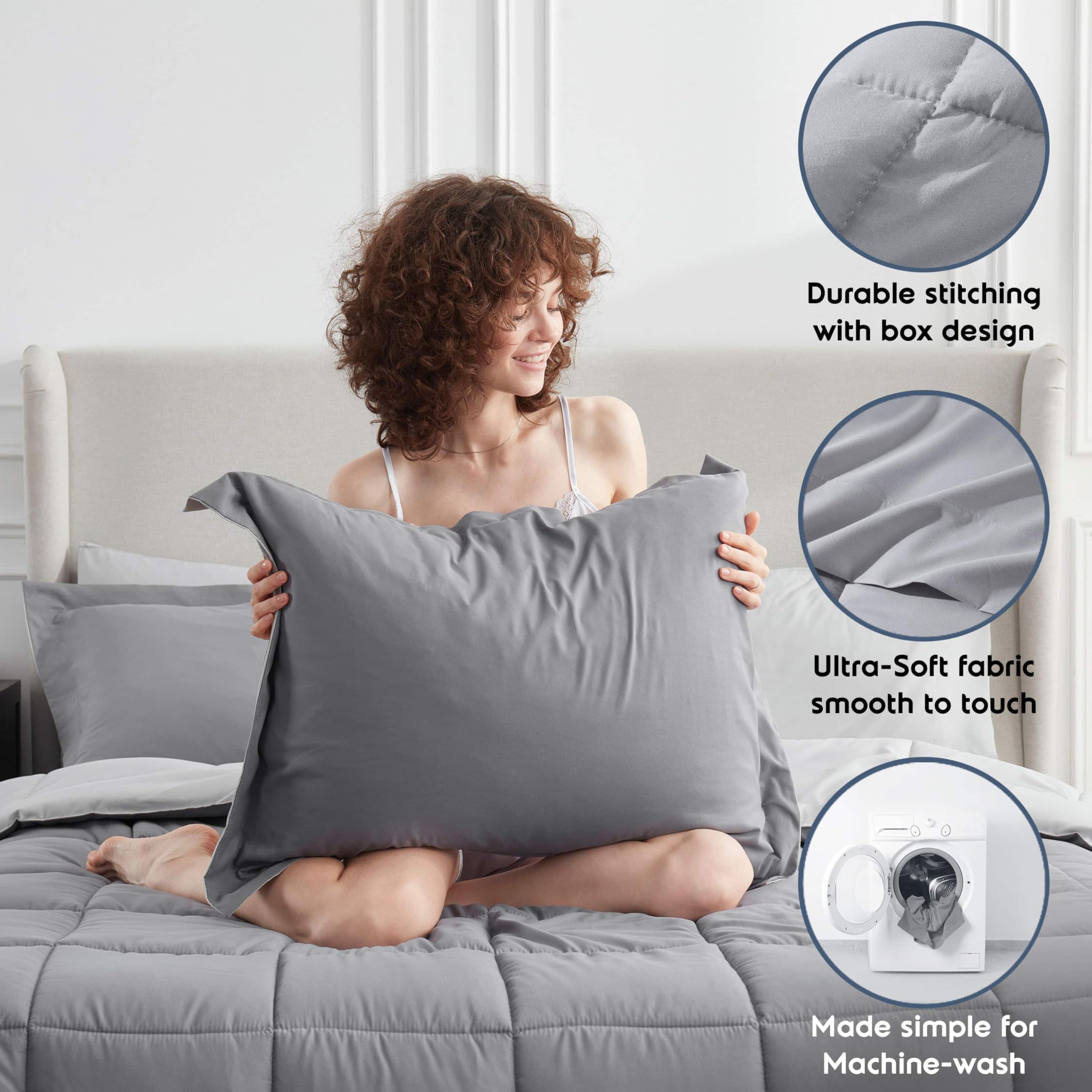 Foto 7 | Edredón Queen Size con Sábanas Nestl Gris 7 Piezas - Venta Internacional