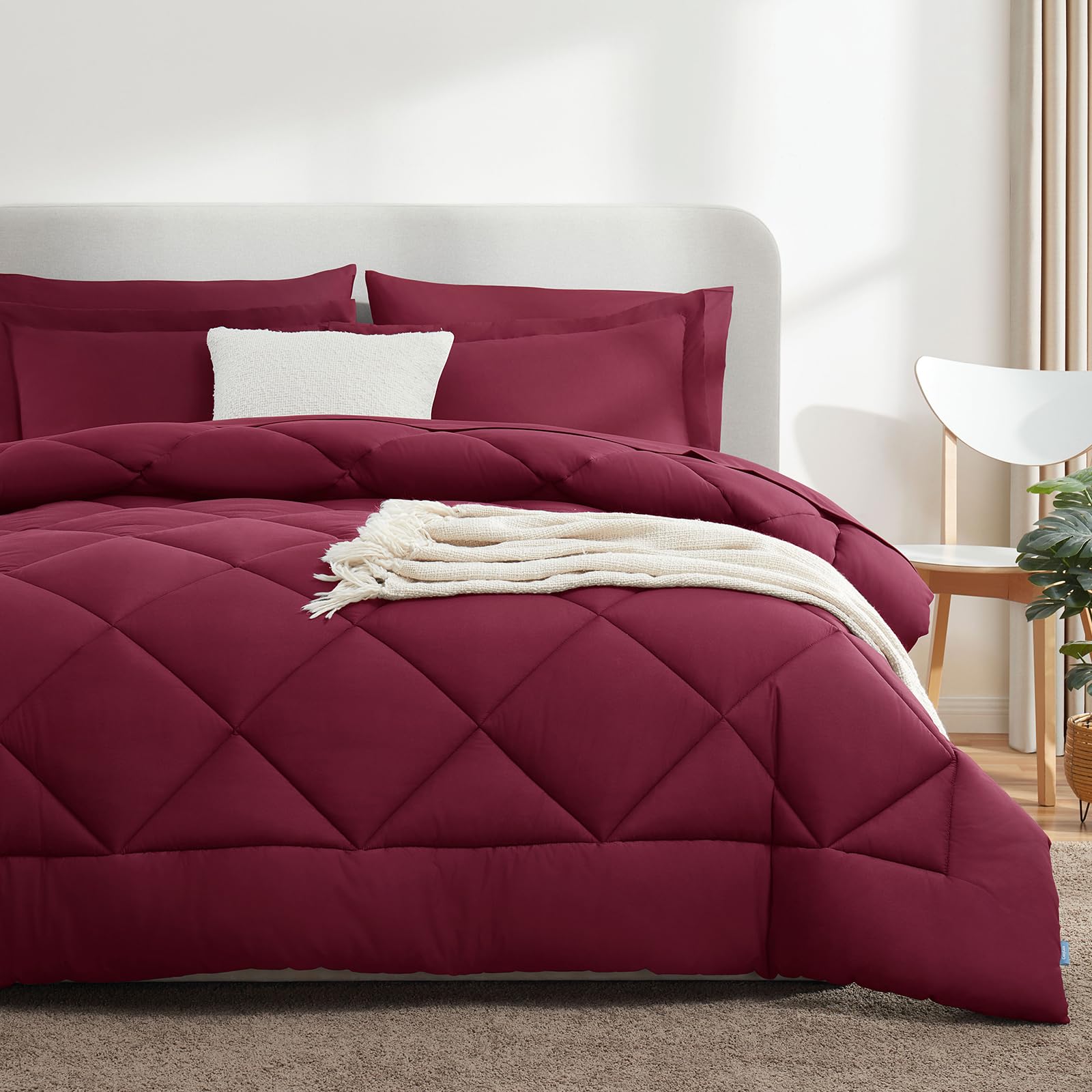 Foto 8 pulgar | Edredón Queen Size con Fundas de Almohada CozyLux Burdeos 7 Piezas - Venta Internacional