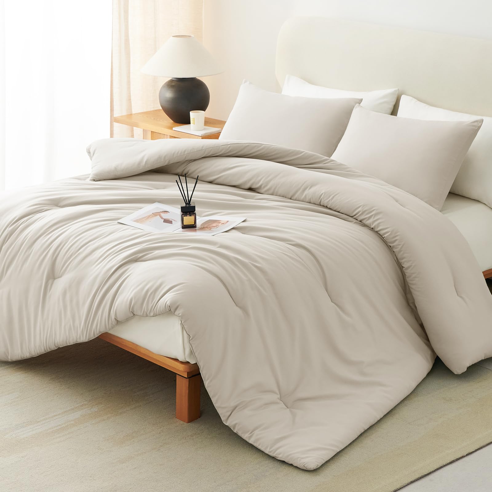 Foto 2 pulgar | Edredón Queen Size con Fundas de Almohada CozyLux Beige 3 Piezas - Venta Internacional