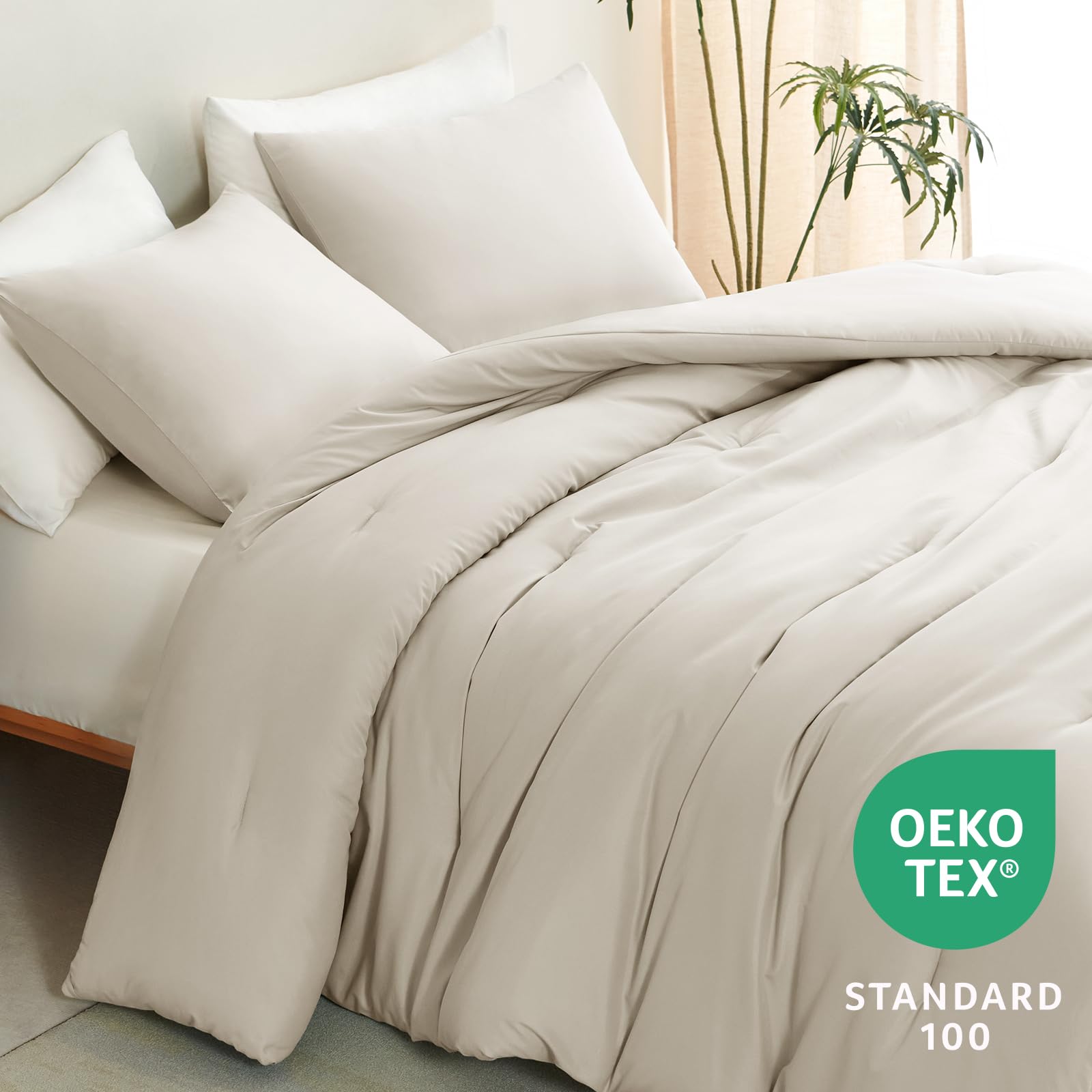 Foto 4 pulgar | Edredón Queen Size con Fundas de Almohada CozyLux Beige 3 Piezas - Venta Internacional