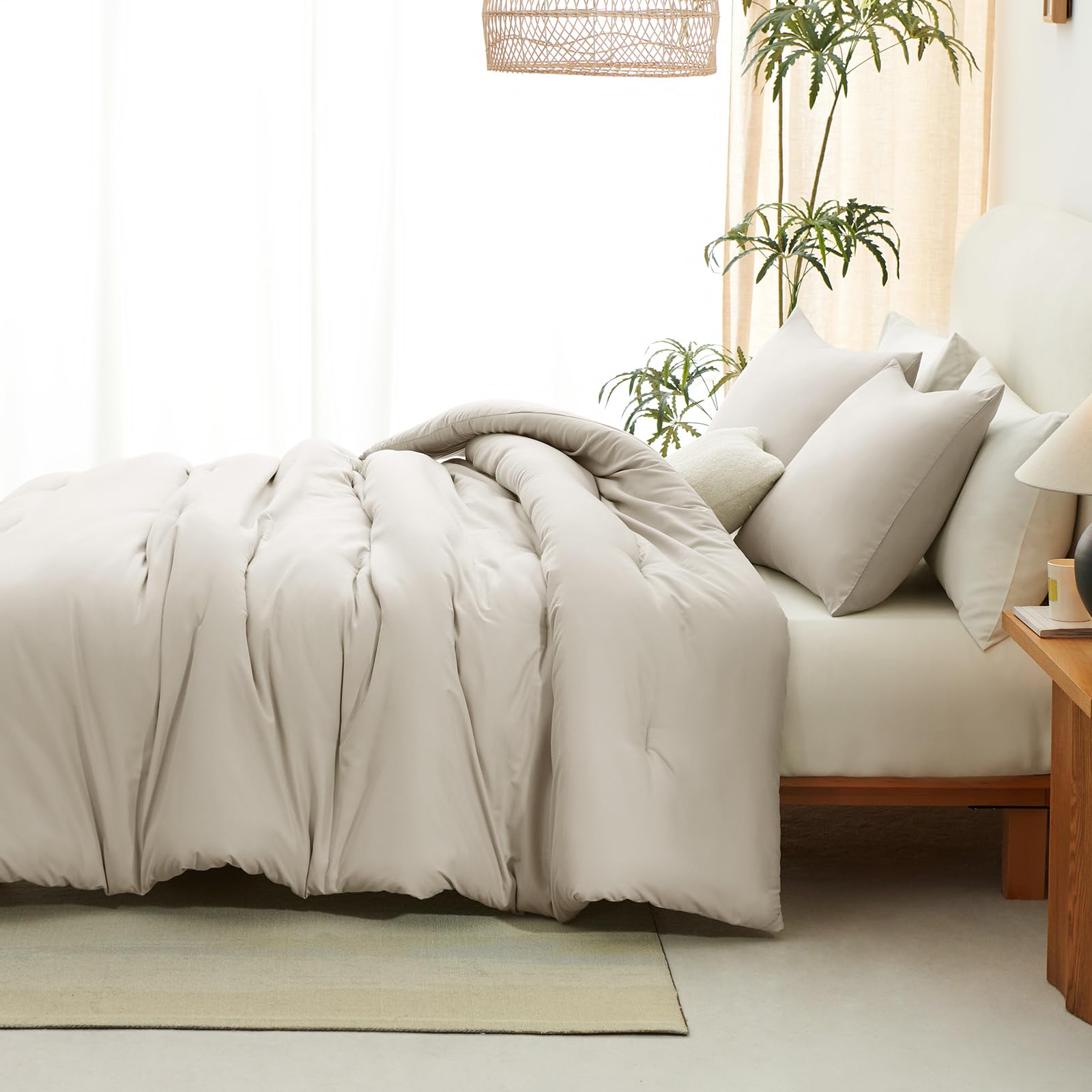 Foto 7 pulgar | Edredón Queen Size con Fundas de Almohada CozyLux Beige 3 Piezas - Venta Internacional