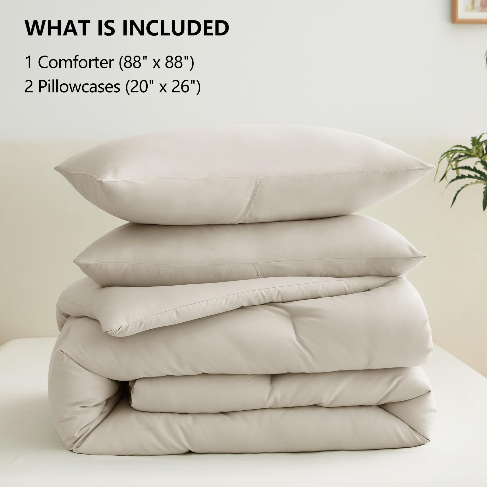 Foto 8 pulgar | Edredón Queen Size con Fundas de Almohada CozyLux Beige 3 Piezas - Venta Internacional