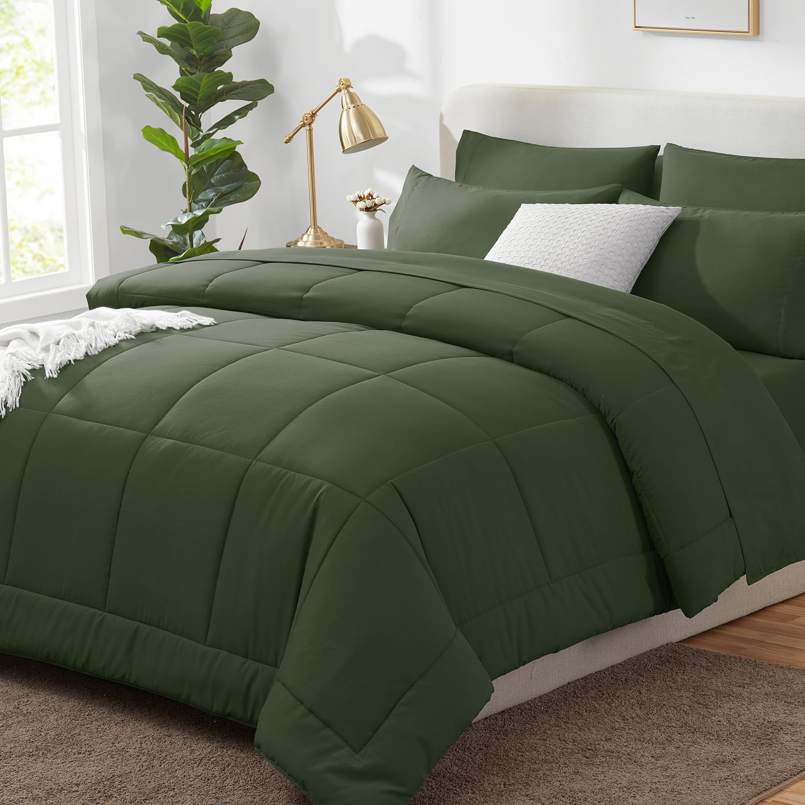 Foto 2 pulgar | Edredón Queen Size con Fundas de Almohada CozyLux Verde 7 Piezas - Venta Internacional