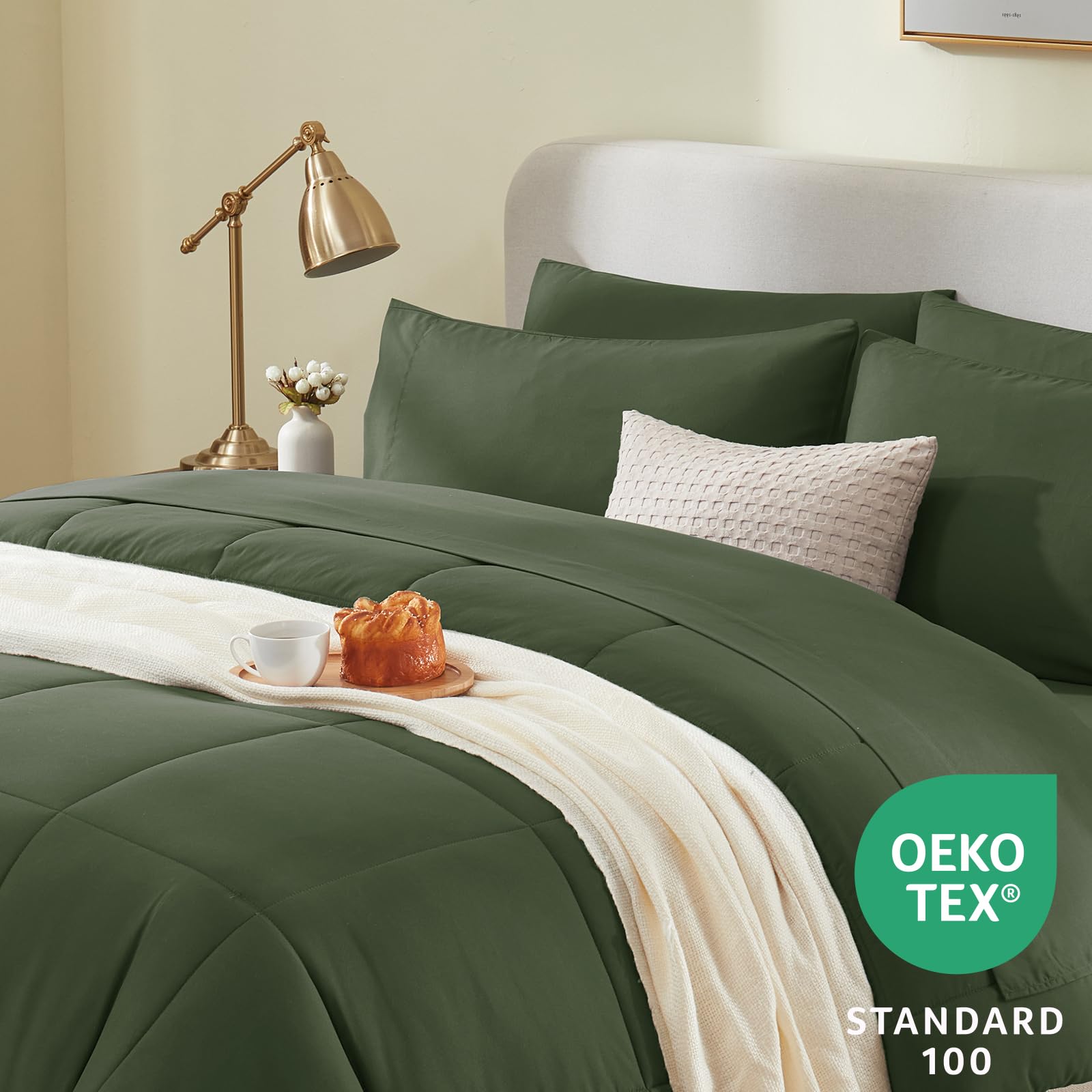 Foto 4 pulgar | Edredón Queen Size con Fundas de Almohada CozyLux Verde 7 Piezas - Venta Internacional