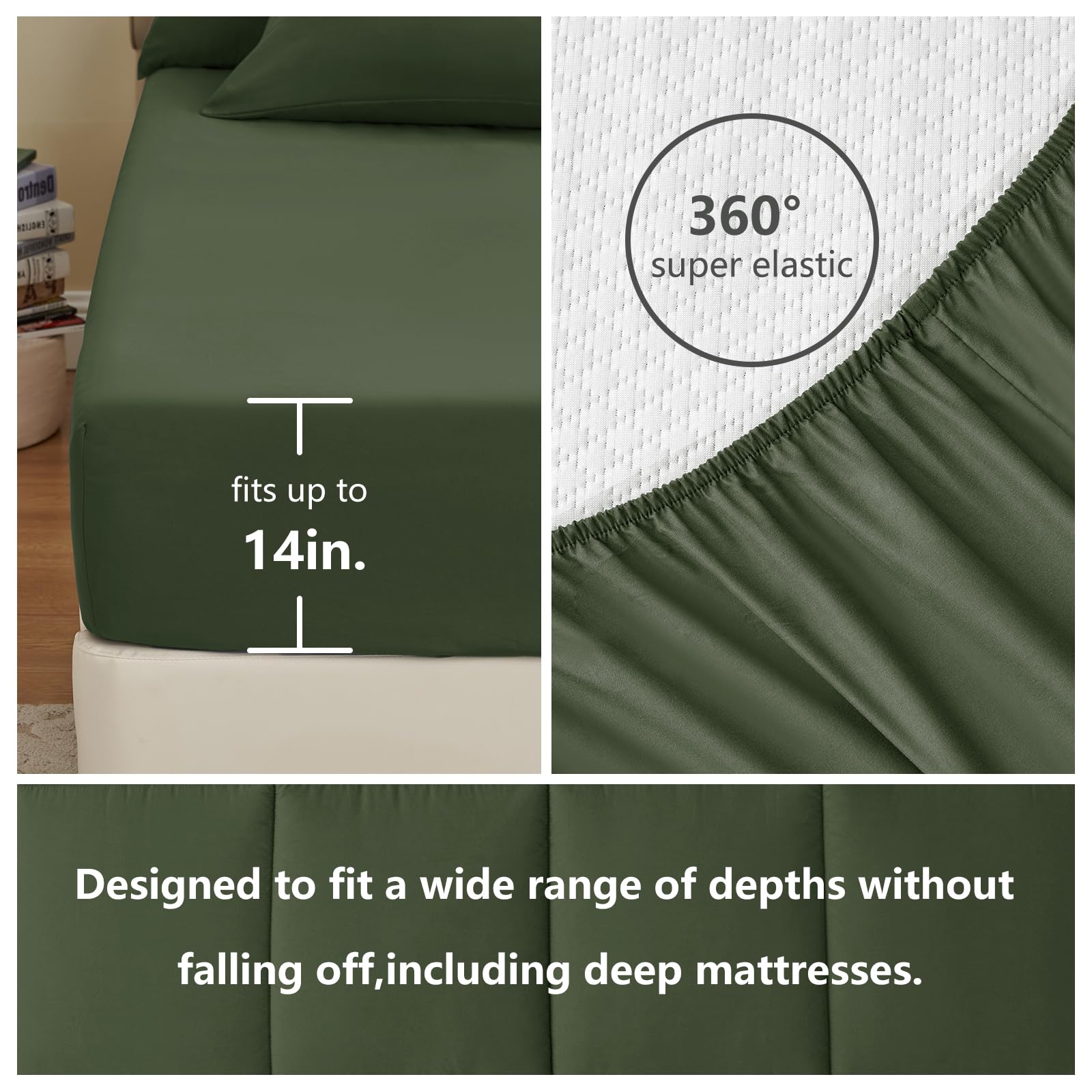 Foto 5 pulgar | Edredón Queen Size con Fundas de Almohada CozyLux Verde 7 Piezas - Venta Internacional