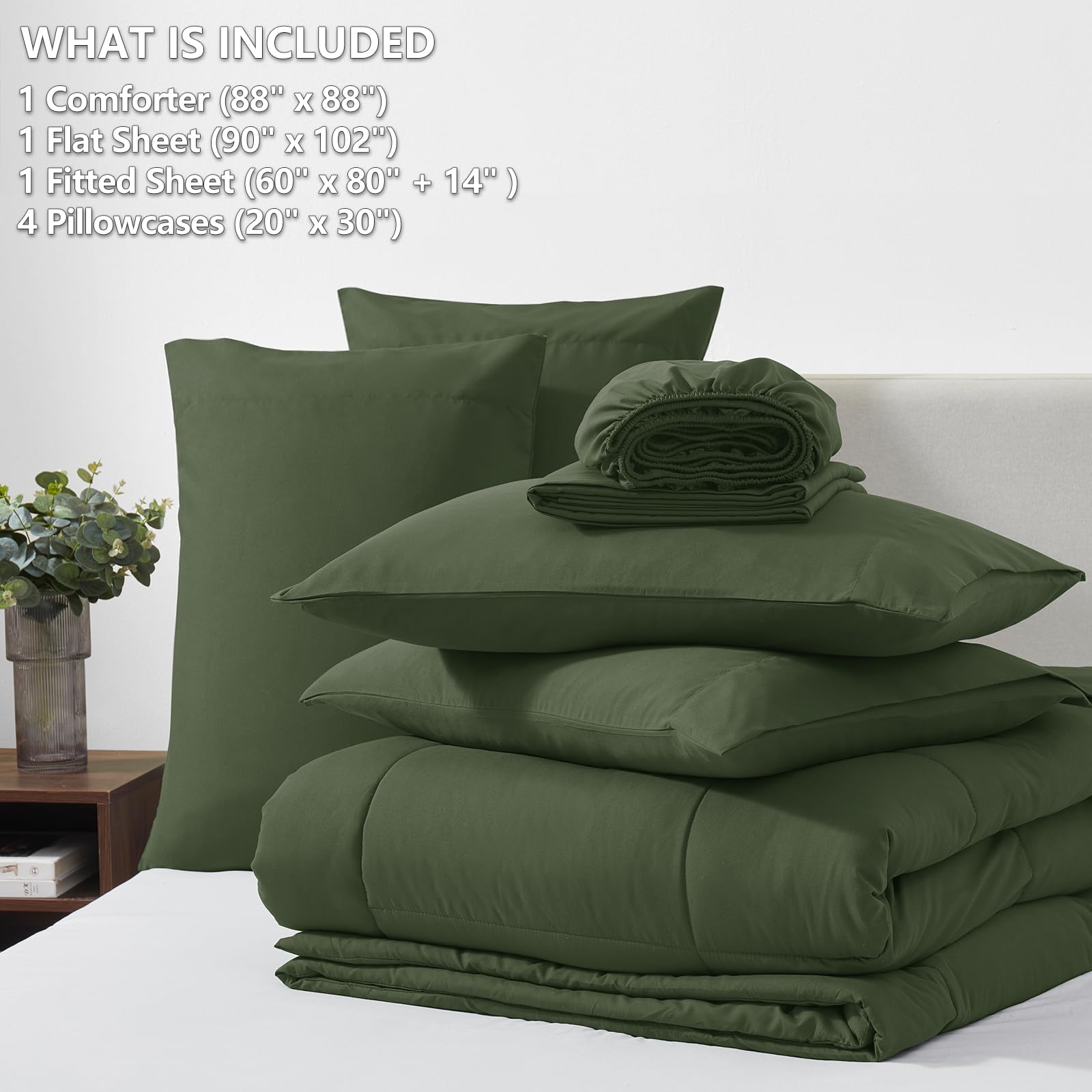 Foto 6 pulgar | Edredón Queen Size con Fundas de Almohada CozyLux Verde 7 Piezas - Venta Internacional