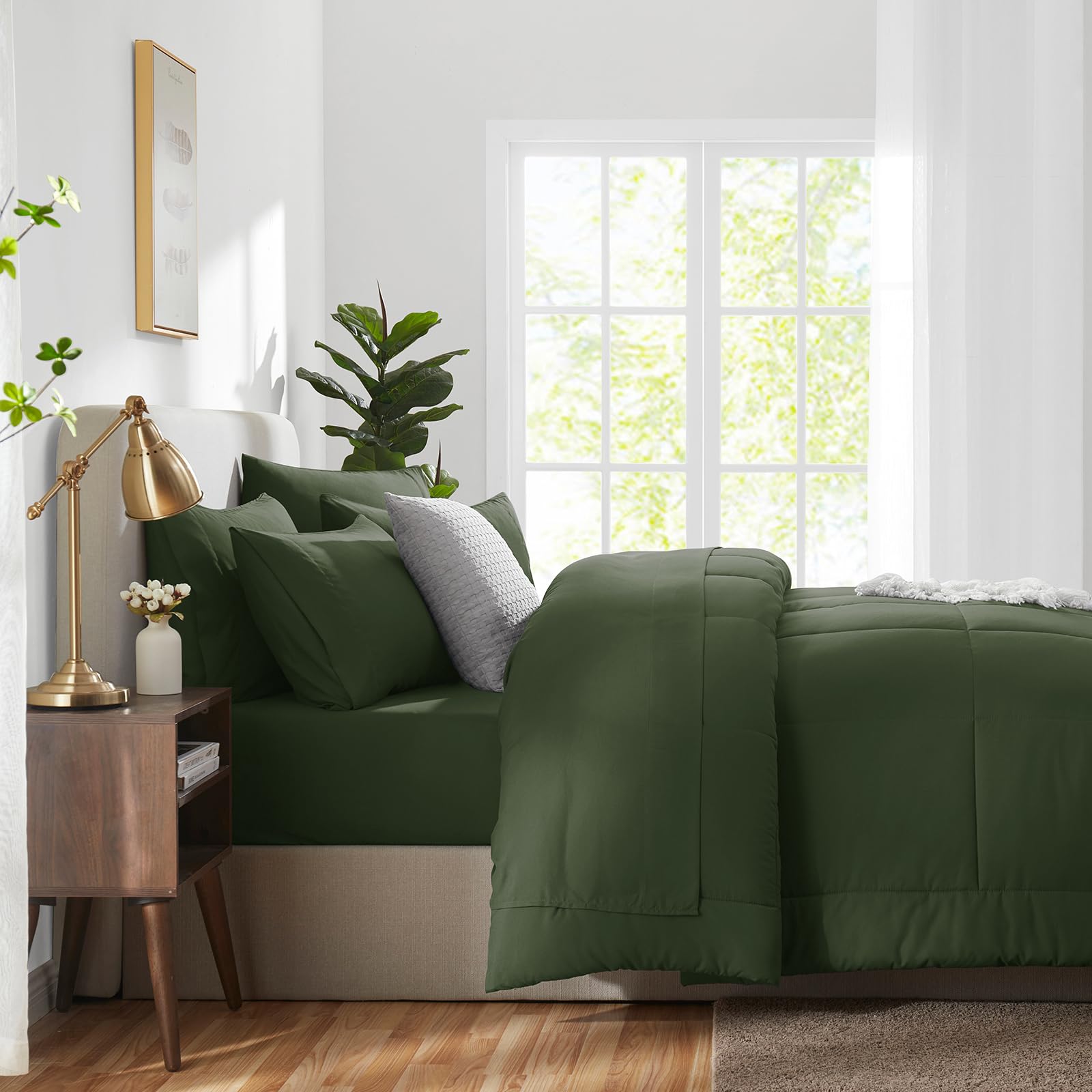 Foto 7 pulgar | Edredón Queen Size con Fundas de Almohada CozyLux Verde 7 Piezas - Venta Internacional