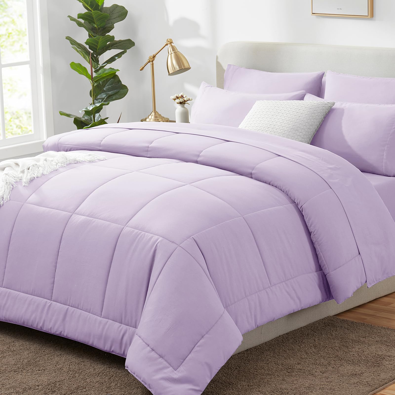 Foto 1 | Edredón Queen Size con Fundas de Almohada CozyLux Morado 7 Piezas - Venta Internacional