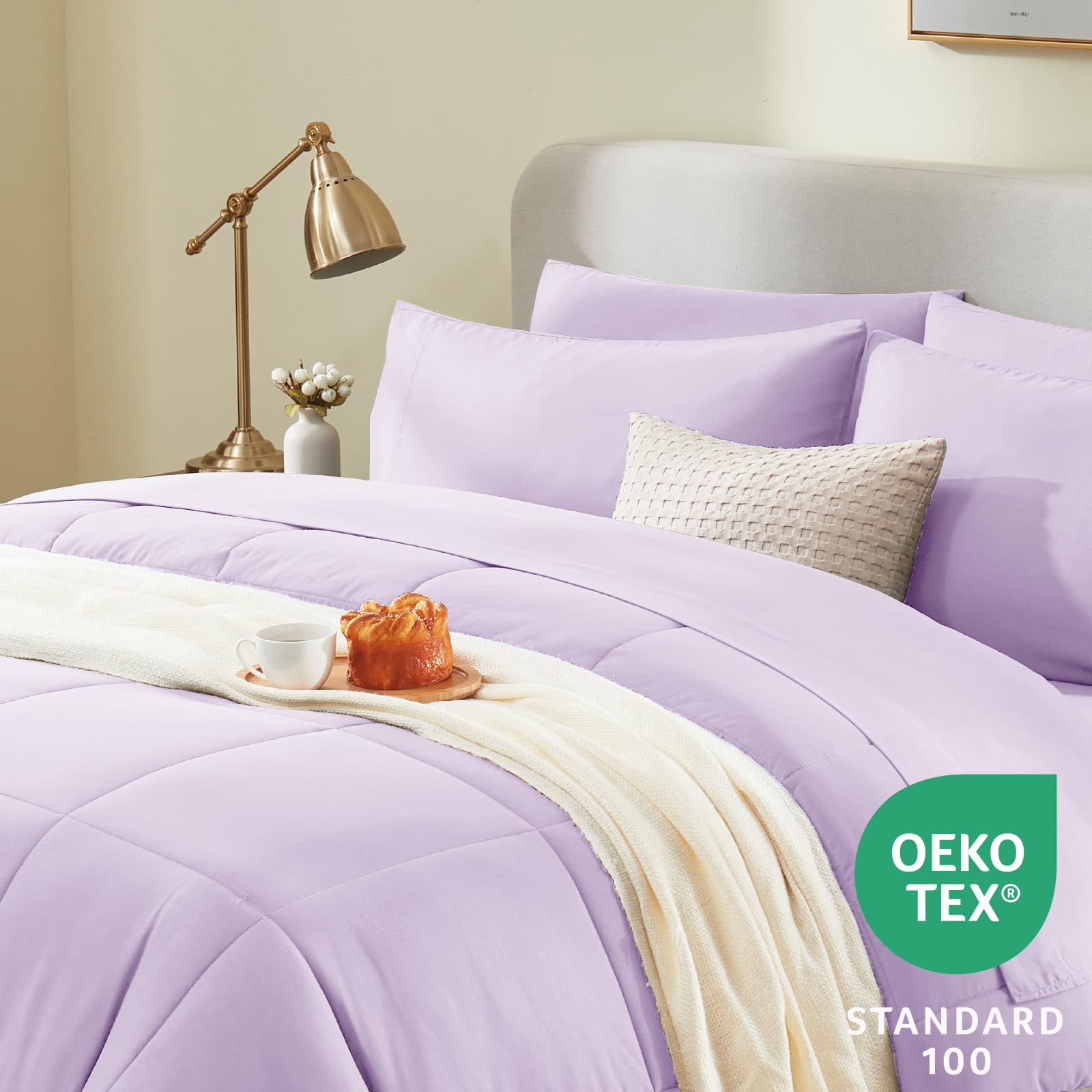 Foto 3 | Edredón Queen Size con Fundas de Almohada CozyLux Morado 7 Piezas - Venta Internacional
