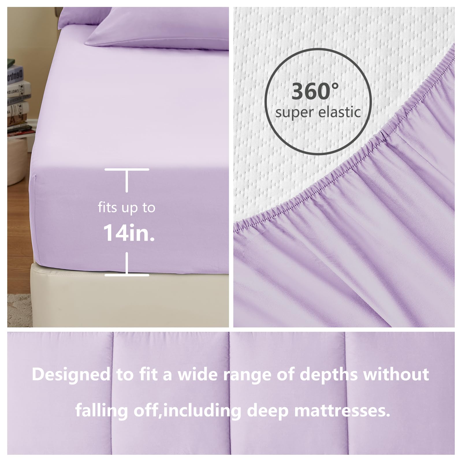 Foto 4 | Edredón Queen Size con Fundas de Almohada CozyLux Morado 7 Piezas - Venta Internacional