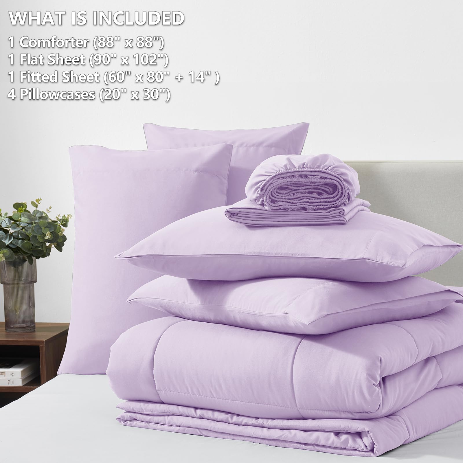 Foto 5 | Edredón Queen Size con Fundas de Almohada CozyLux Morado 7 Piezas - Venta Internacional