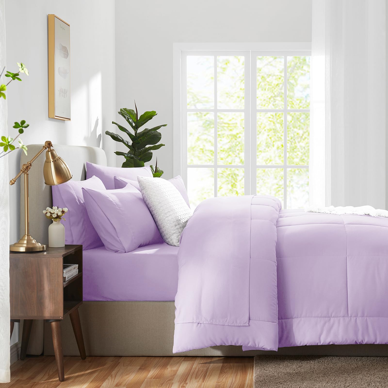 Foto 6 | Edredón Queen Size con Fundas de Almohada CozyLux Morado 7 Piezas - Venta Internacional
