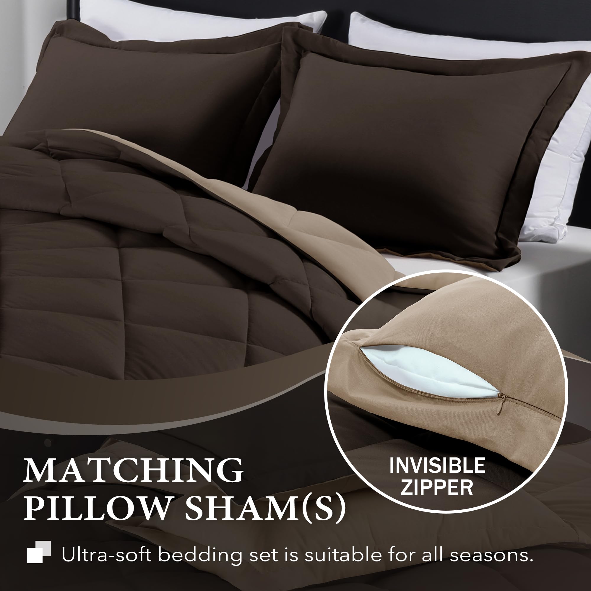 Foto 4 pulgar | Edredón King Size con Fundas de Almohada Downluxe Marrón 3 Piezas - Venta Internacional