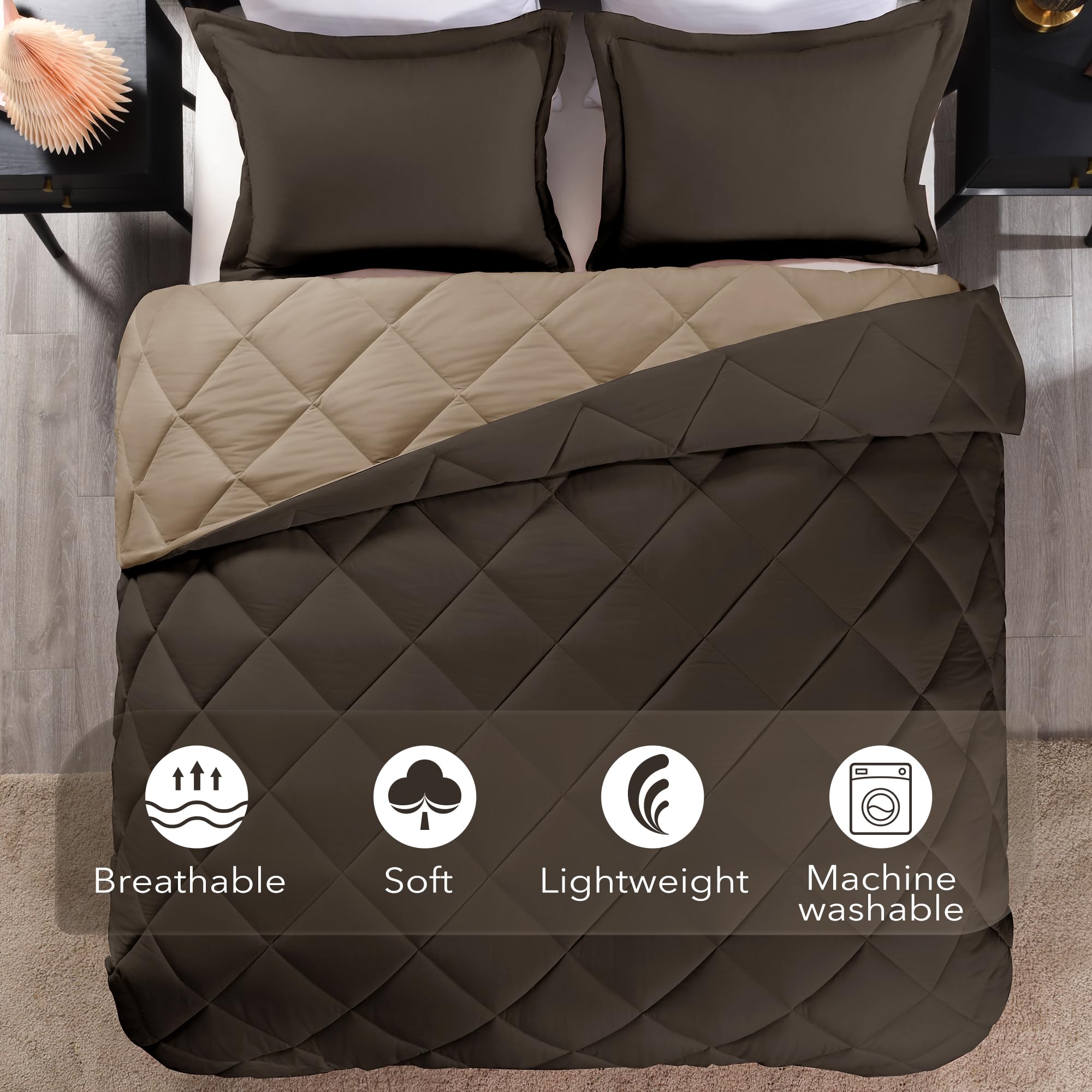 Foto 6 pulgar | Edredón King Size con Fundas de Almohada Downluxe Marrón 3 Piezas - Venta Internacional