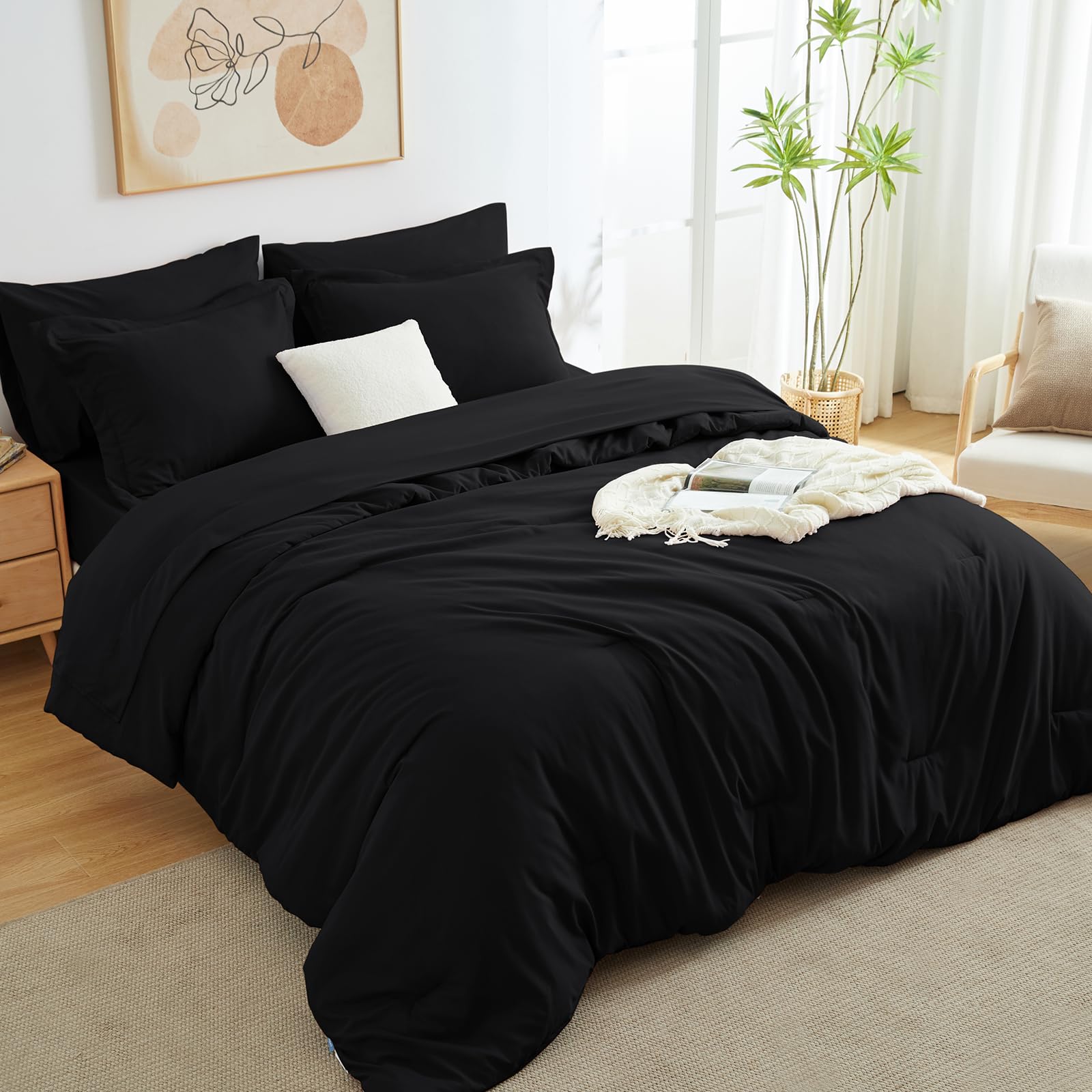 Foto 3 pulgar | Juego de Edredón Matrimonial CozyLux Negro 7 Piezas  - Venta Internacional