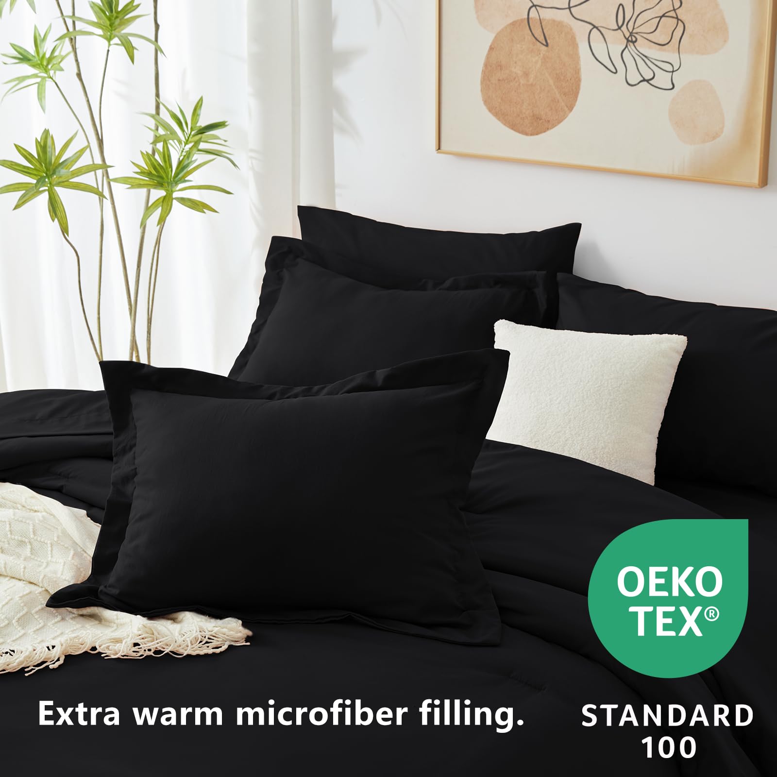 Foto 5 | Juego de Edredón Matrimonial CozyLux Negro 7 Piezas  - Venta Internacional