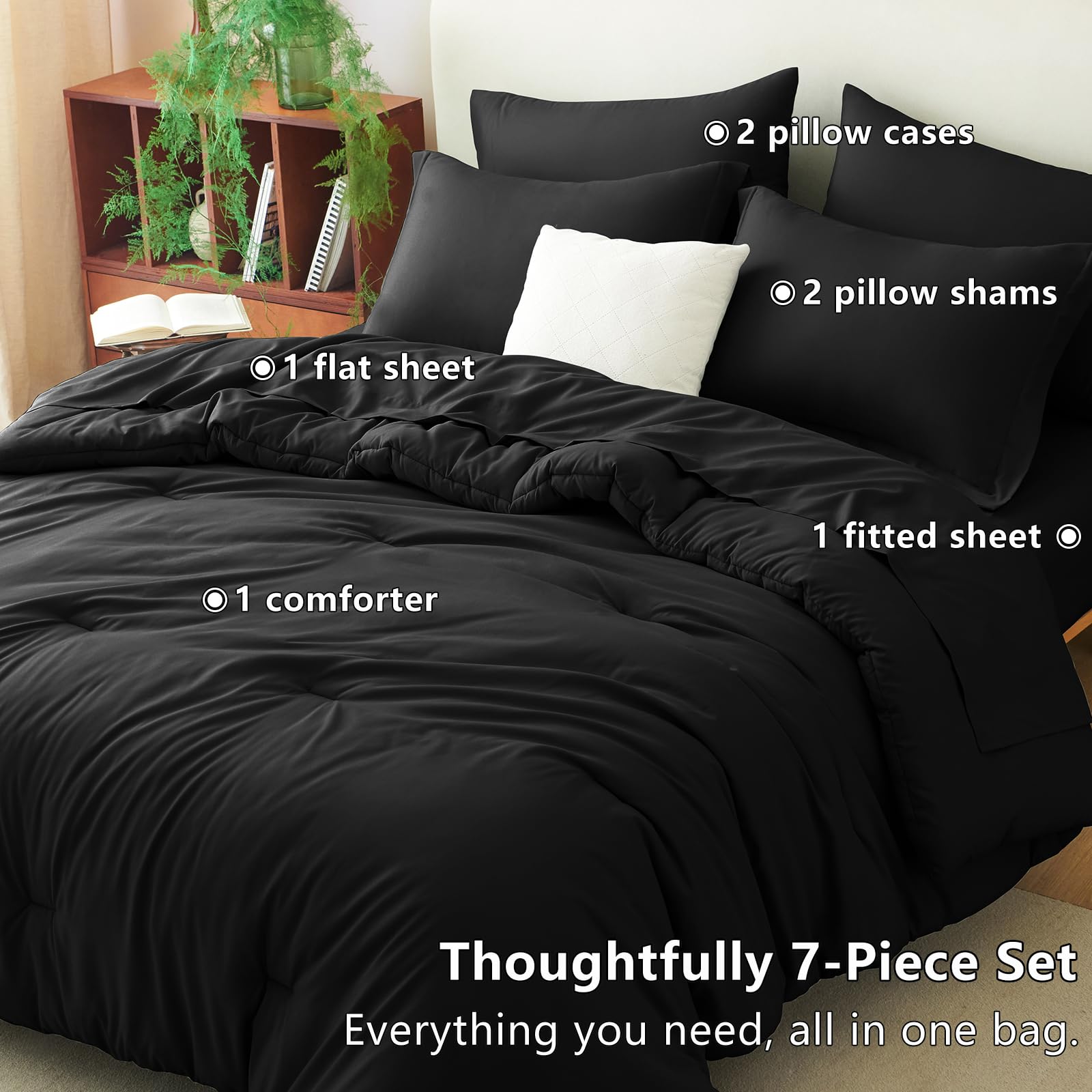 Foto 8 pulgar | Juego de Edredón Matrimonial CozyLux Negro 7 Piezas  - Venta Internacional