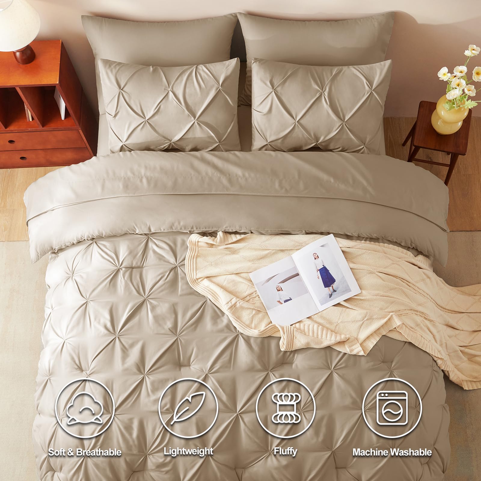 Foto 3 pulgar | Edredón King Size con Sábanas CozyLux Marrón 7 Piezas - Venta Internacional