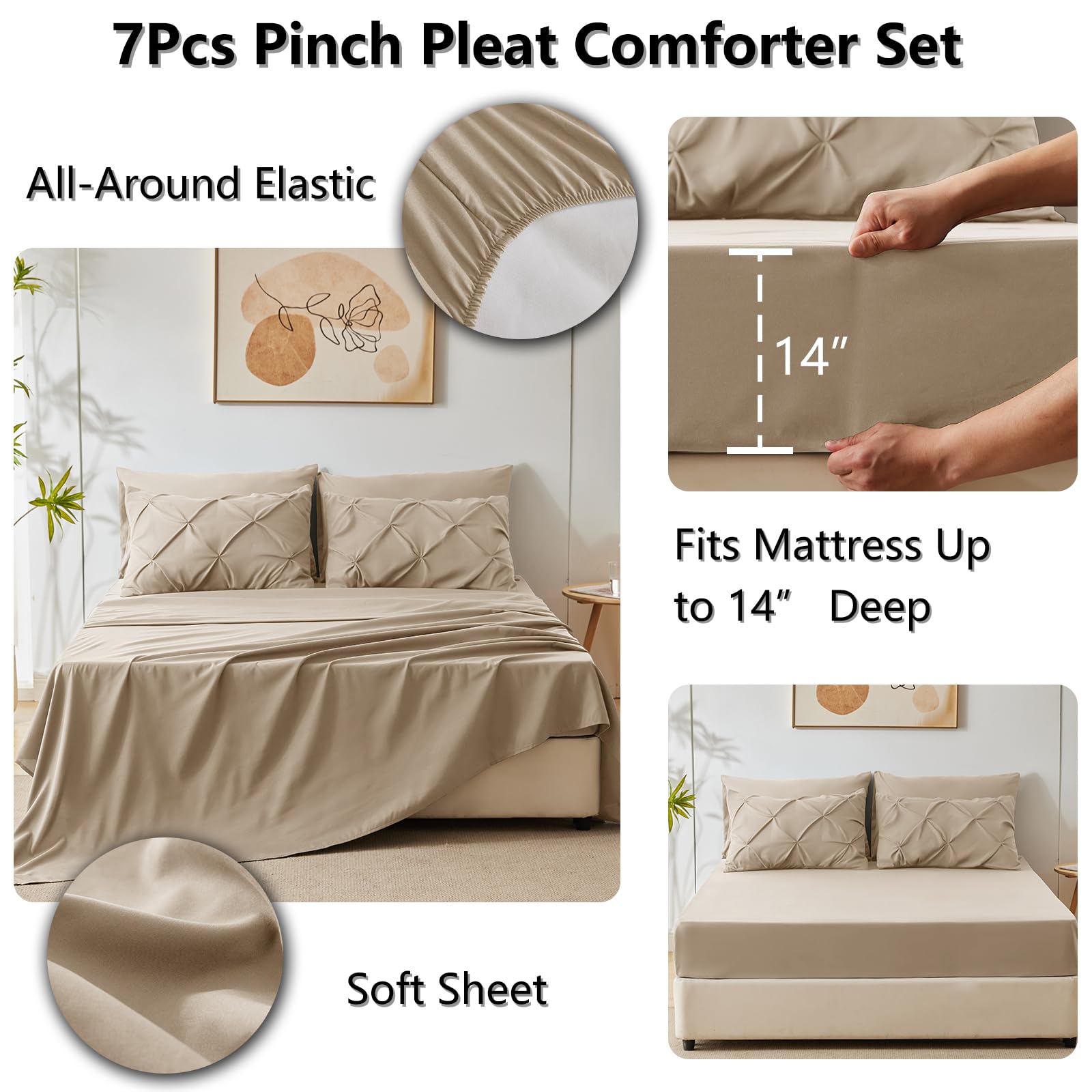 Foto 5 pulgar | Edredón King Size con Sábanas CozyLux Marrón 7 Piezas - Venta Internacional