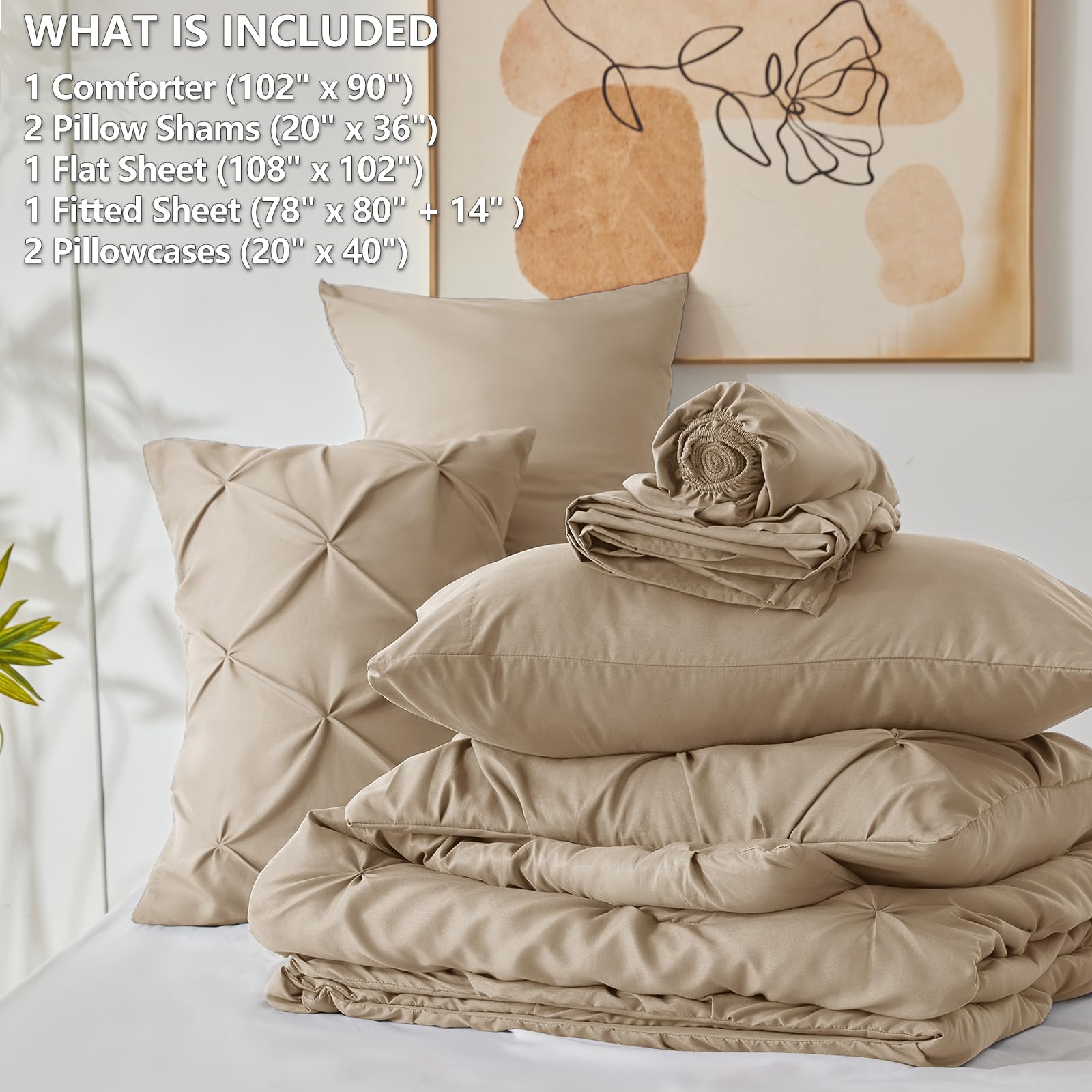 Foto 5 | Edredón King Size con Sábanas CozyLux Marrón 7 Piezas - Venta Internacional