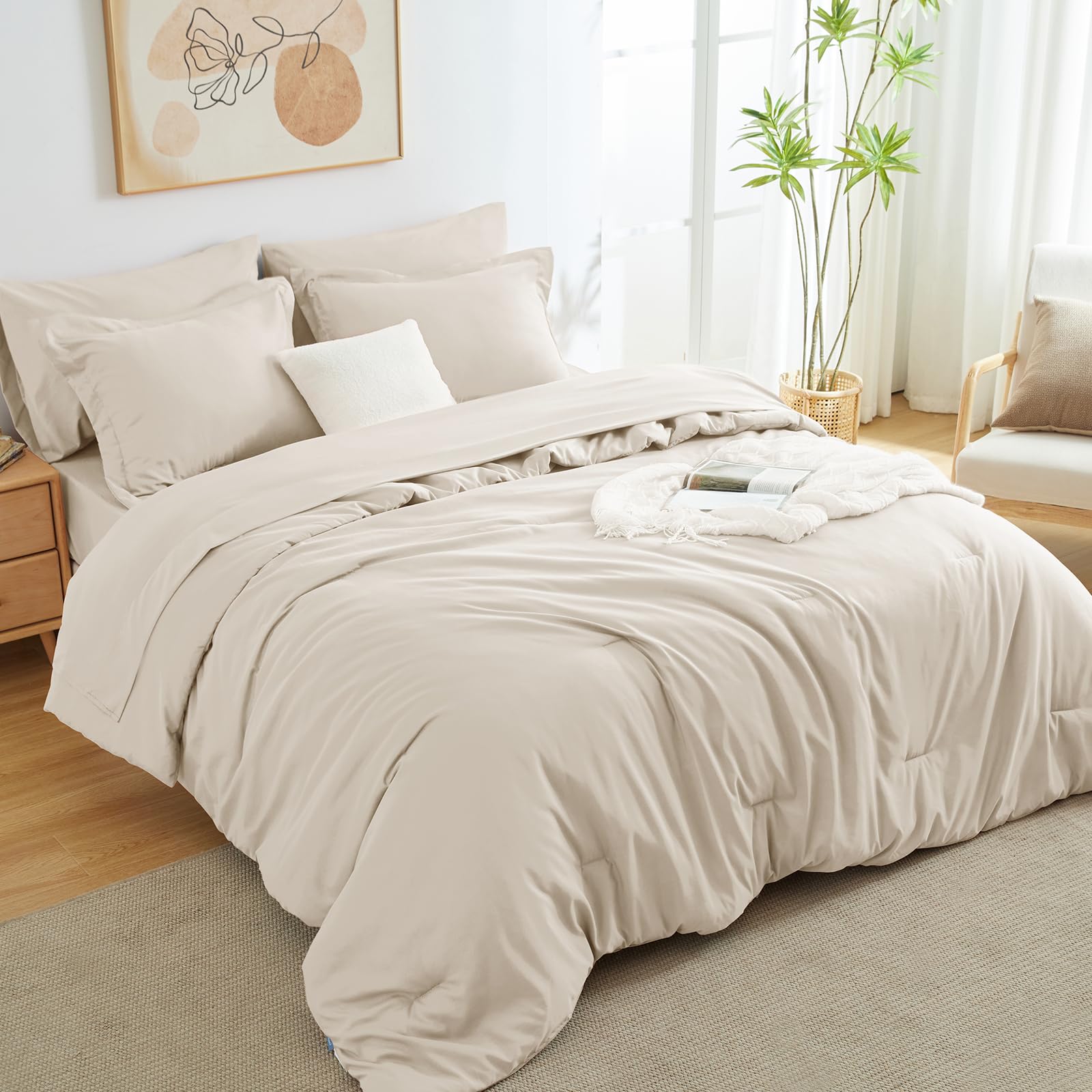 Foto 1 | Juego de Edredón Queen CozyLux  Beige 7 Piezas - Venta Internacional