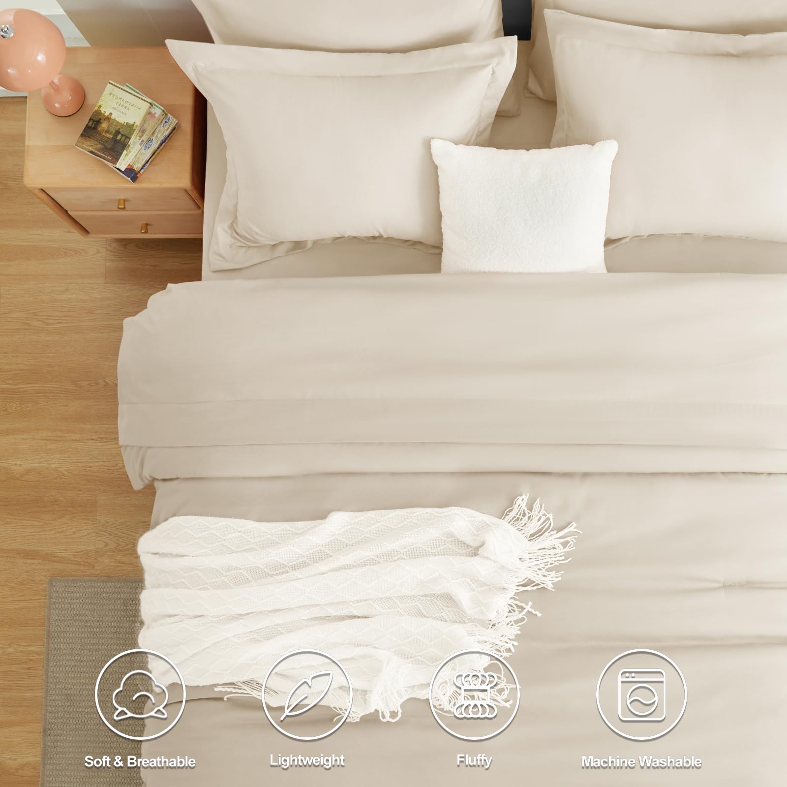 Foto 2 | Juego de Edredón Queen CozyLux  Beige 7 Piezas - Venta Internacional