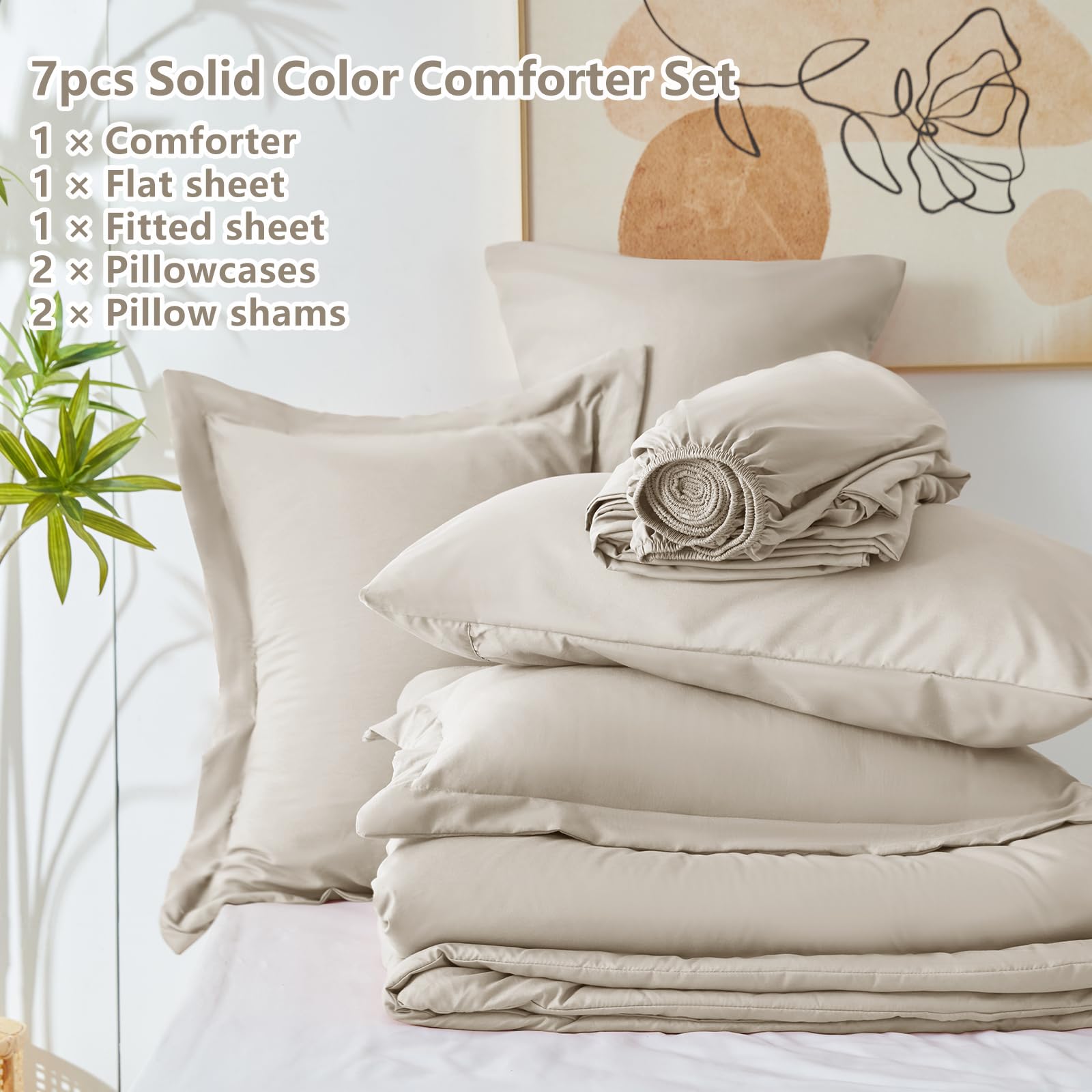 Foto 6 | Juego de Edredón Queen CozyLux  Beige 7 Piezas - Venta Internacional