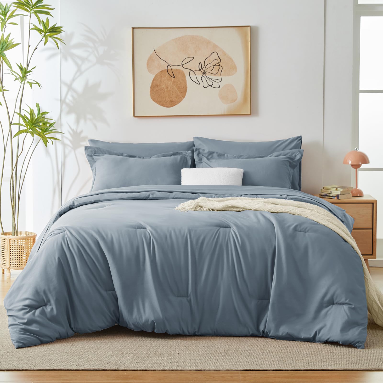 Foto 6 pulgar | Edredón Queen Size con Fundas de Almohada CozyLux Azul Grisáceo 7 Piezas - Venta Internacional