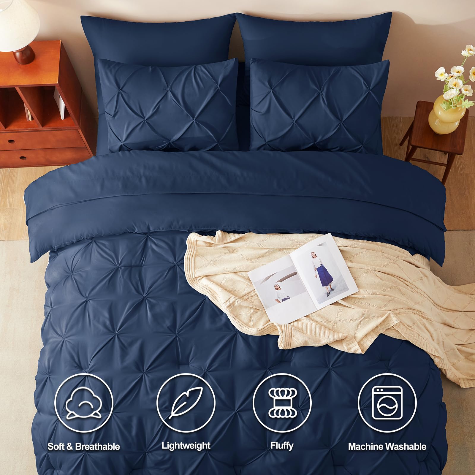 Foto 3 pulgar | Edredón King Size con Fundas de Almohada CozyLux Azul 7 Piezas - Venta Internacional