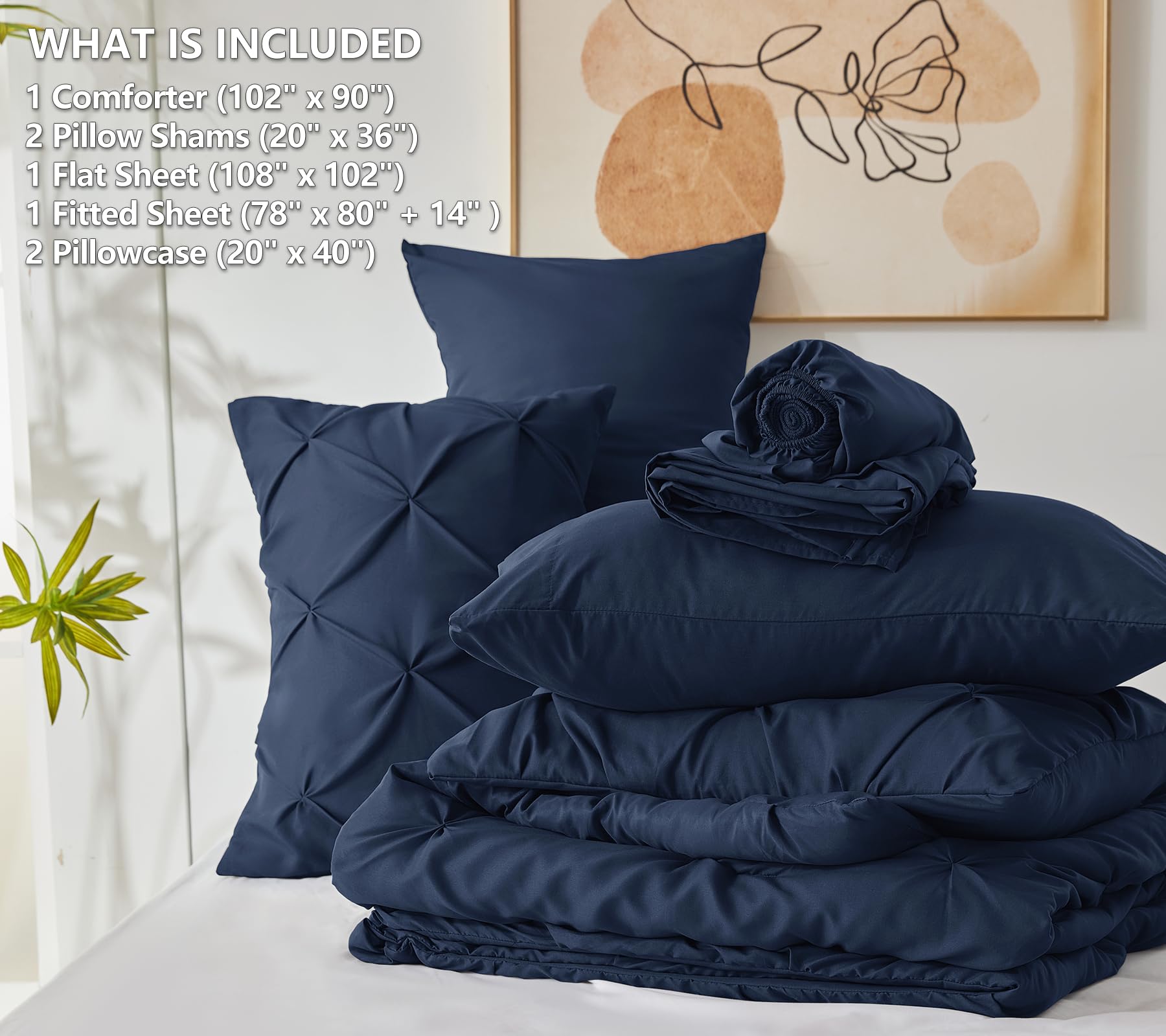 Foto 7 pulgar | Edredón King Size con Fundas de Almohada CozyLux Azul 7 Piezas - Venta Internacional