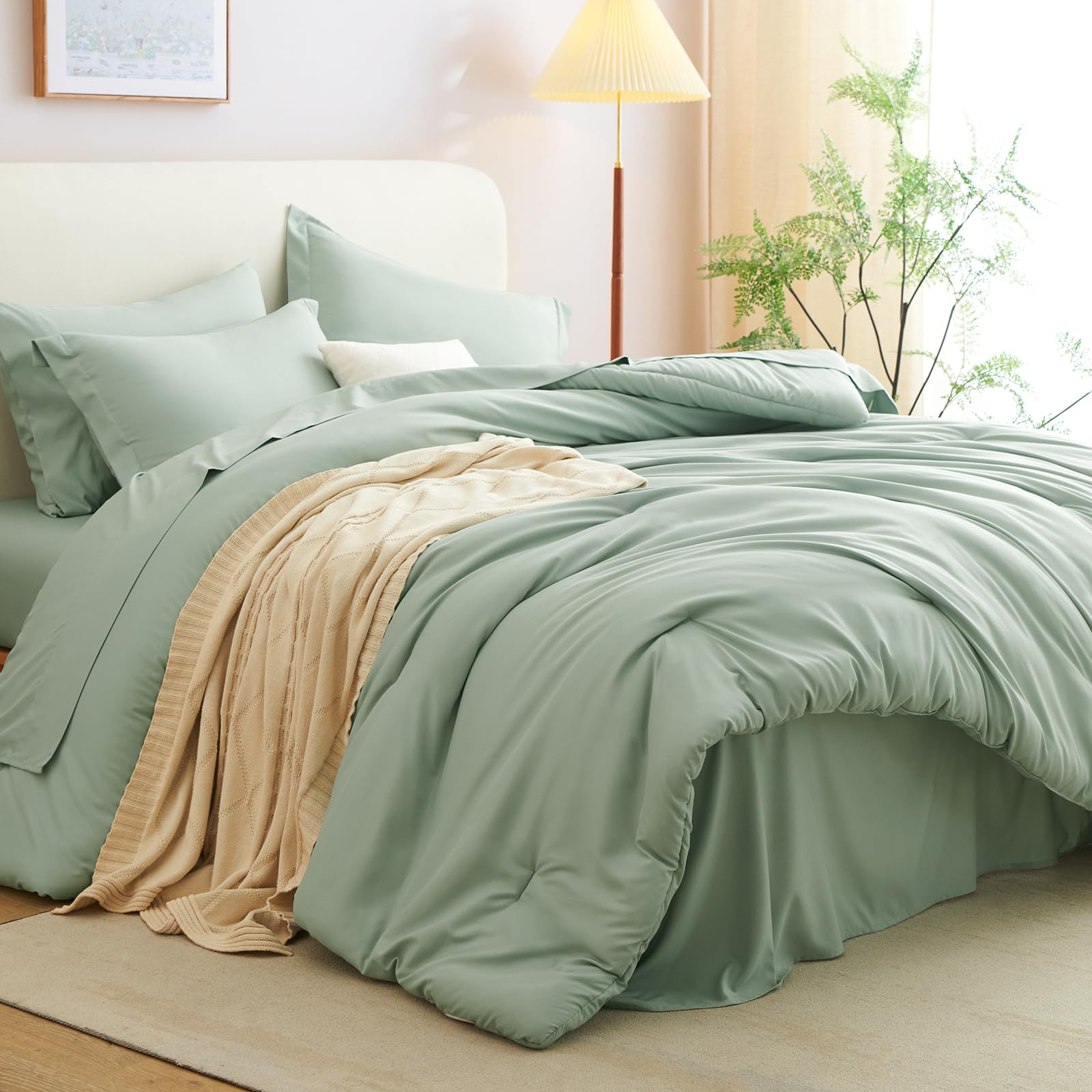 Foto 4 pulgar | Juego de Edredón Matrimonial CozyLux Verde 7 Piezas - Venta Internacional