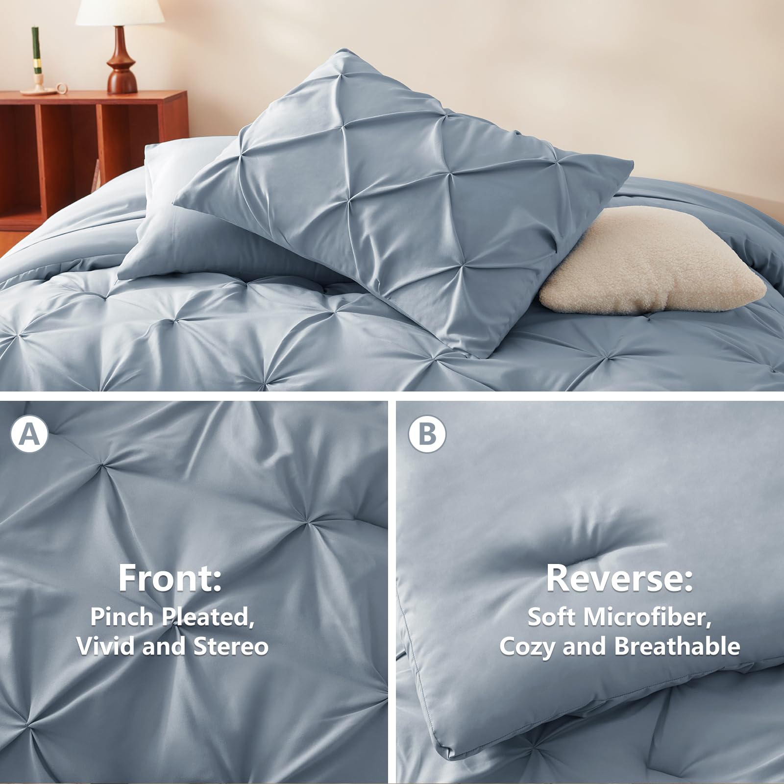 Foto 4 pulgar | Edredón Queen Size con Fundas de Almohada CozyLux Azul Grisáceo 7 Piezas - Venta Internacional