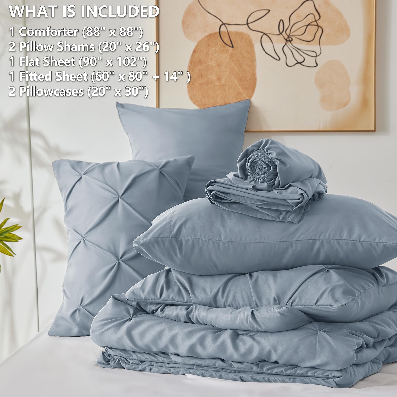 Foto 5 | Edredón Queen Size con Fundas de Almohada CozyLux Azul Grisáceo 7 Piezas - Venta Internacional