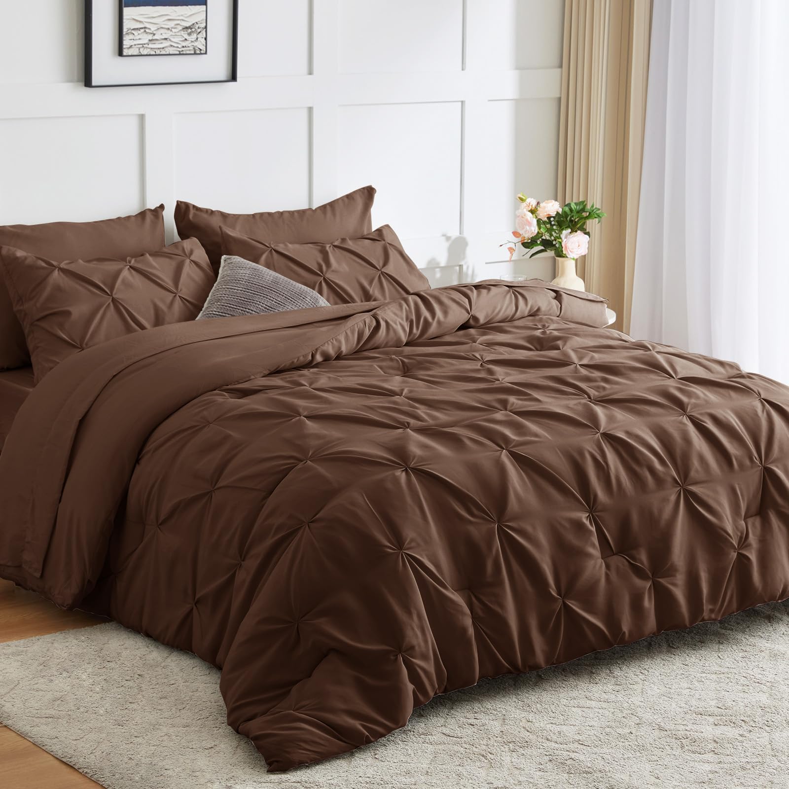 Foto 1 | Juego de Edredón King Cozylux  Marrón 7 Piezas -Venta Internacional