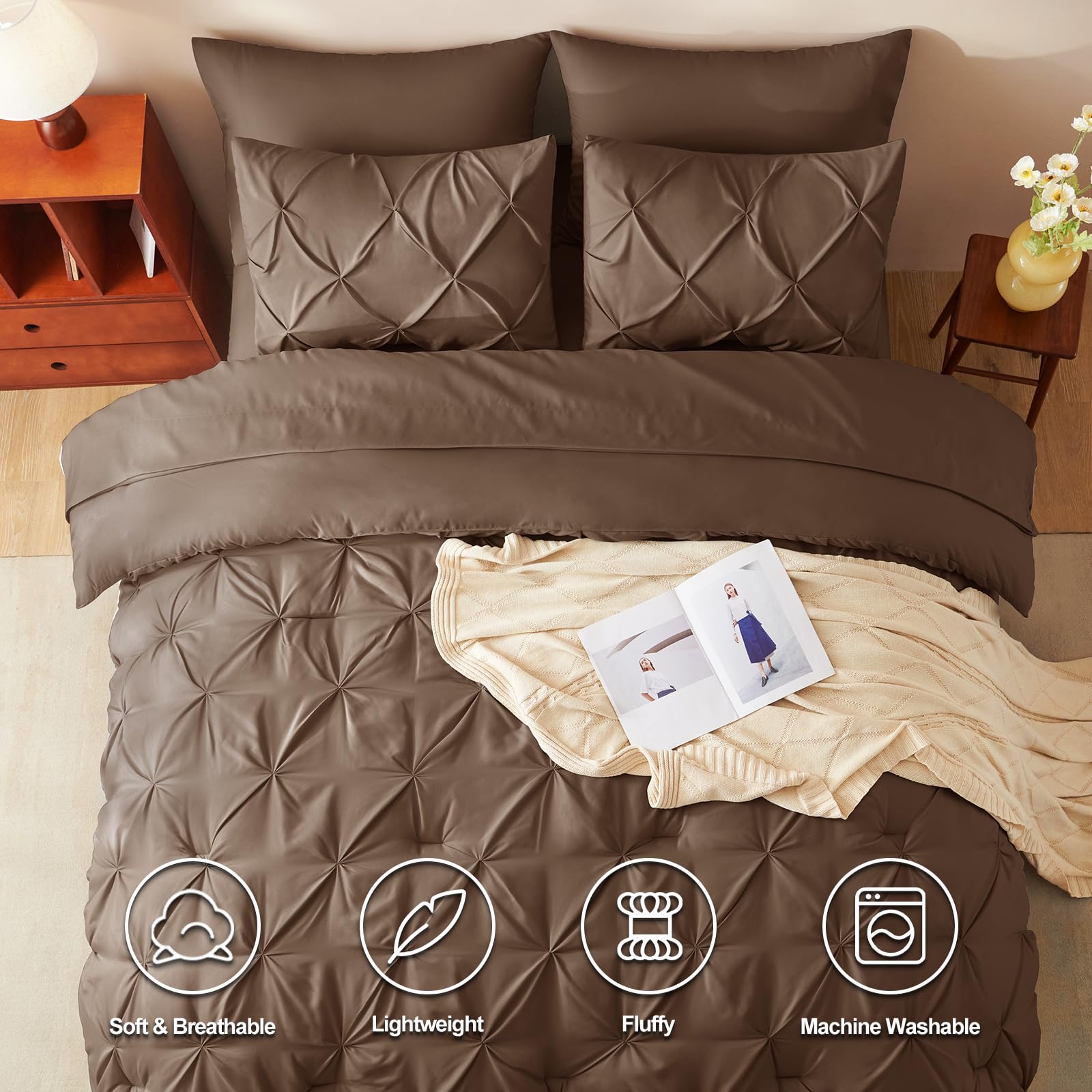 Foto 3 pulgar | Juego de Edredón King Cozylux  Marrón 7 Piezas -Venta Internacional
