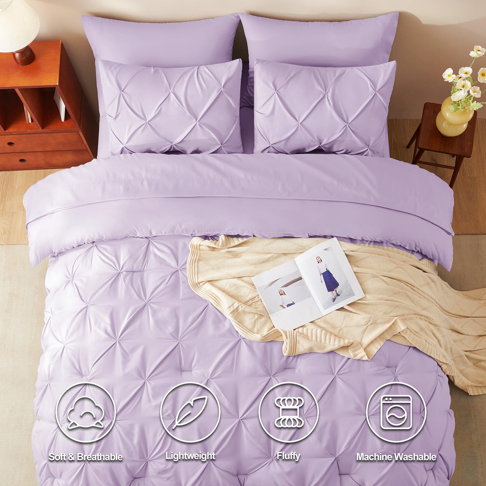 Foto 2 | Edredón Queen Size con Sábanas CozyLux Morado Claro 7 Piezas - Venta Internacional