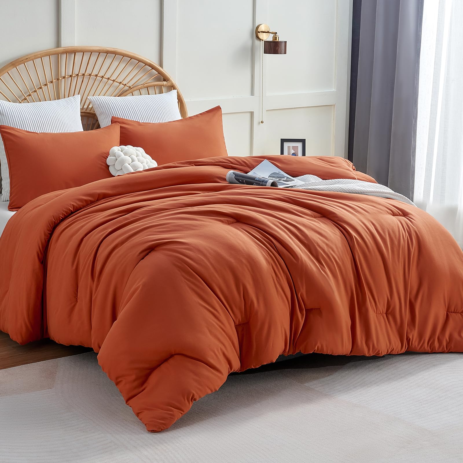 Foto 2 pulgar | Edredón King Size con Fundas de Almohada CozyLux Terracota 3 Piezas - Venta Internacional