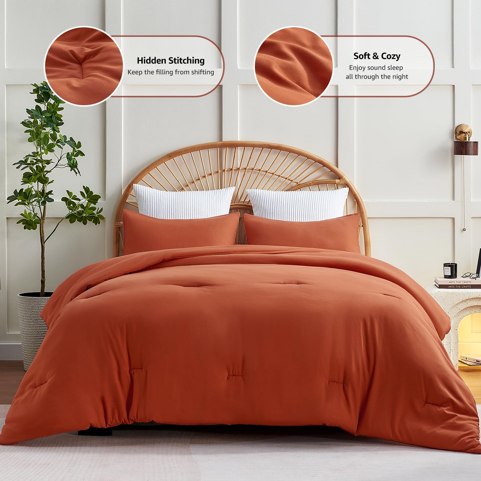 Foto 4 pulgar | Edredón King Size con Fundas de Almohada CozyLux Terracota 3 Piezas - Venta Internacional