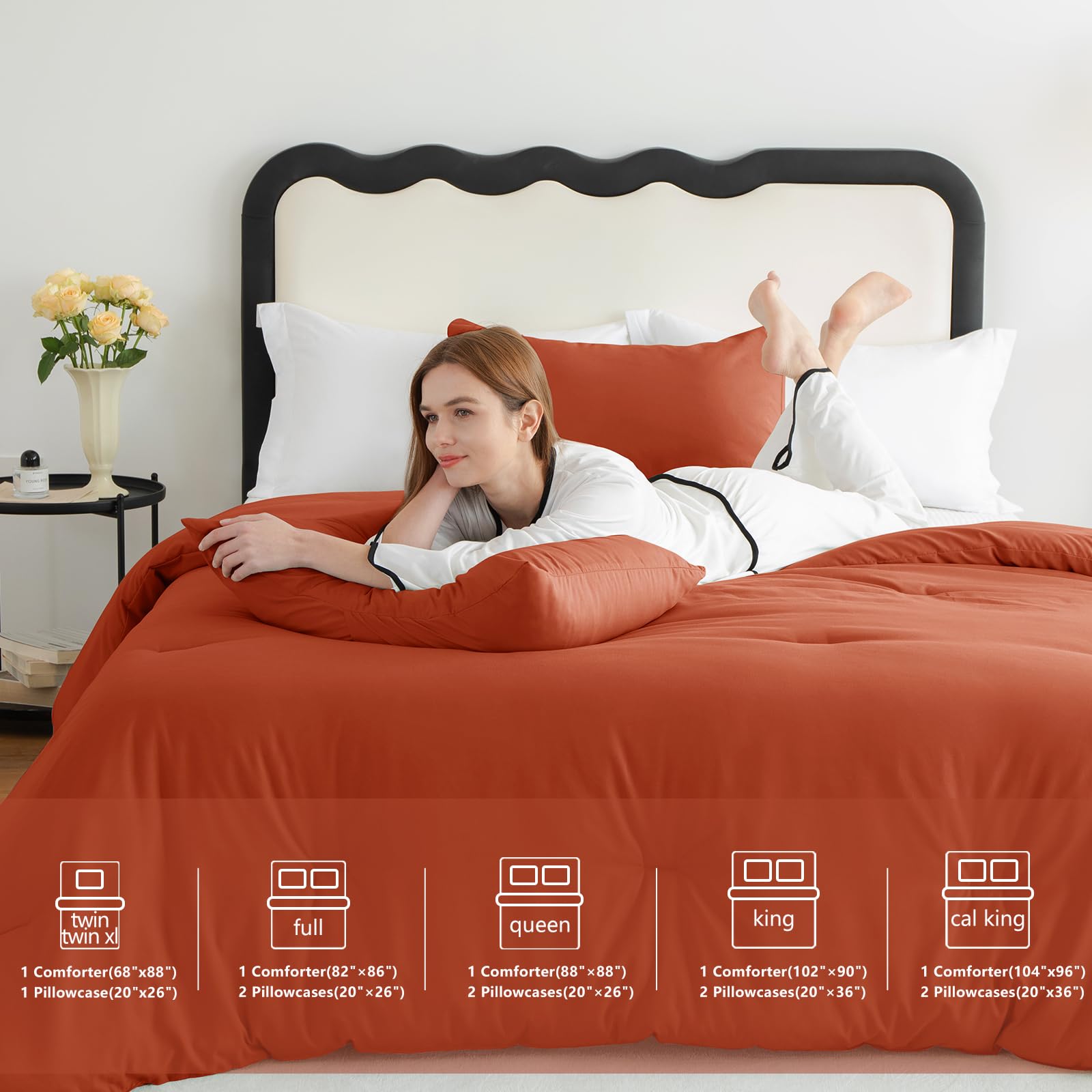 Foto 7 pulgar | Edredón King Size con Fundas de Almohada CozyLux Terracota 3 Piezas - Venta Internacional