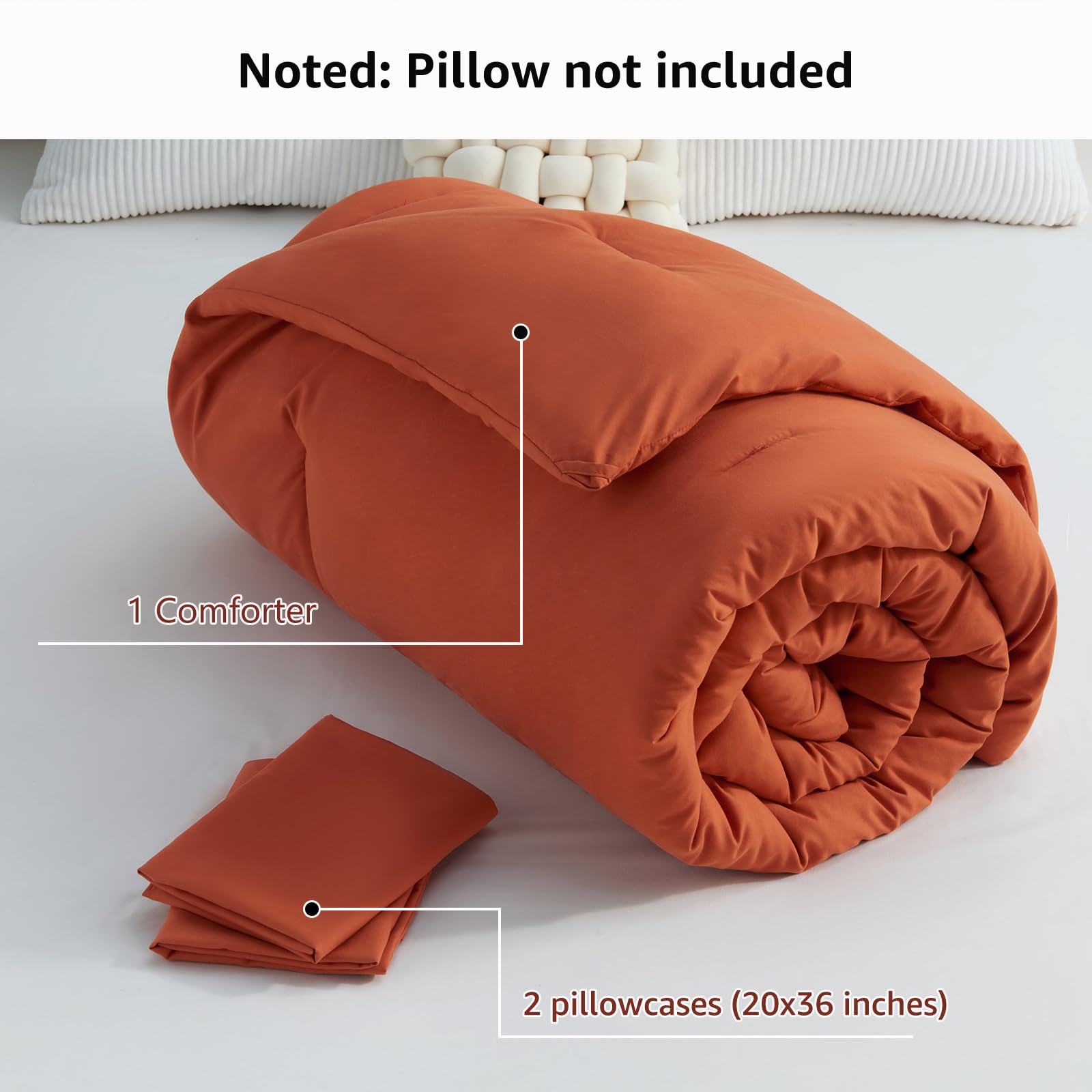 Foto 7 | Edredón King Size con Fundas de Almohada CozyLux Terracota 3 Piezas - Venta Internacional