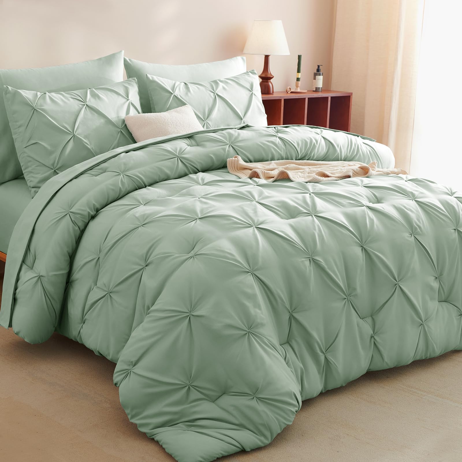 Foto 1 | Edredón King Size con Fundas de Almohada CozyLux Verde 7 Piezas - Venta Internacional